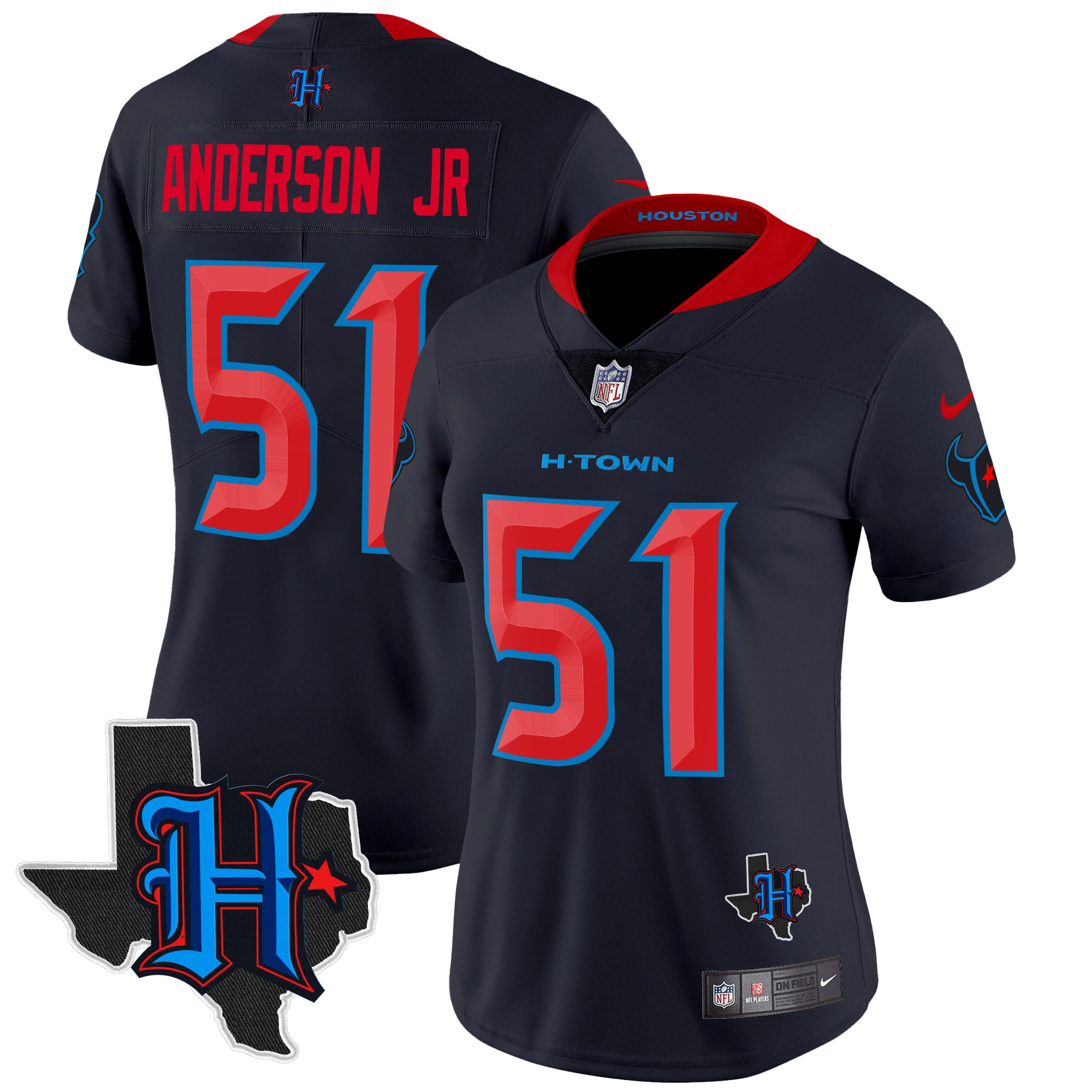 Will Anderson Jr. Women's Houston Texans 2024 Texas Patch Vapor Limited Navy Limited Jersey - All Stitched