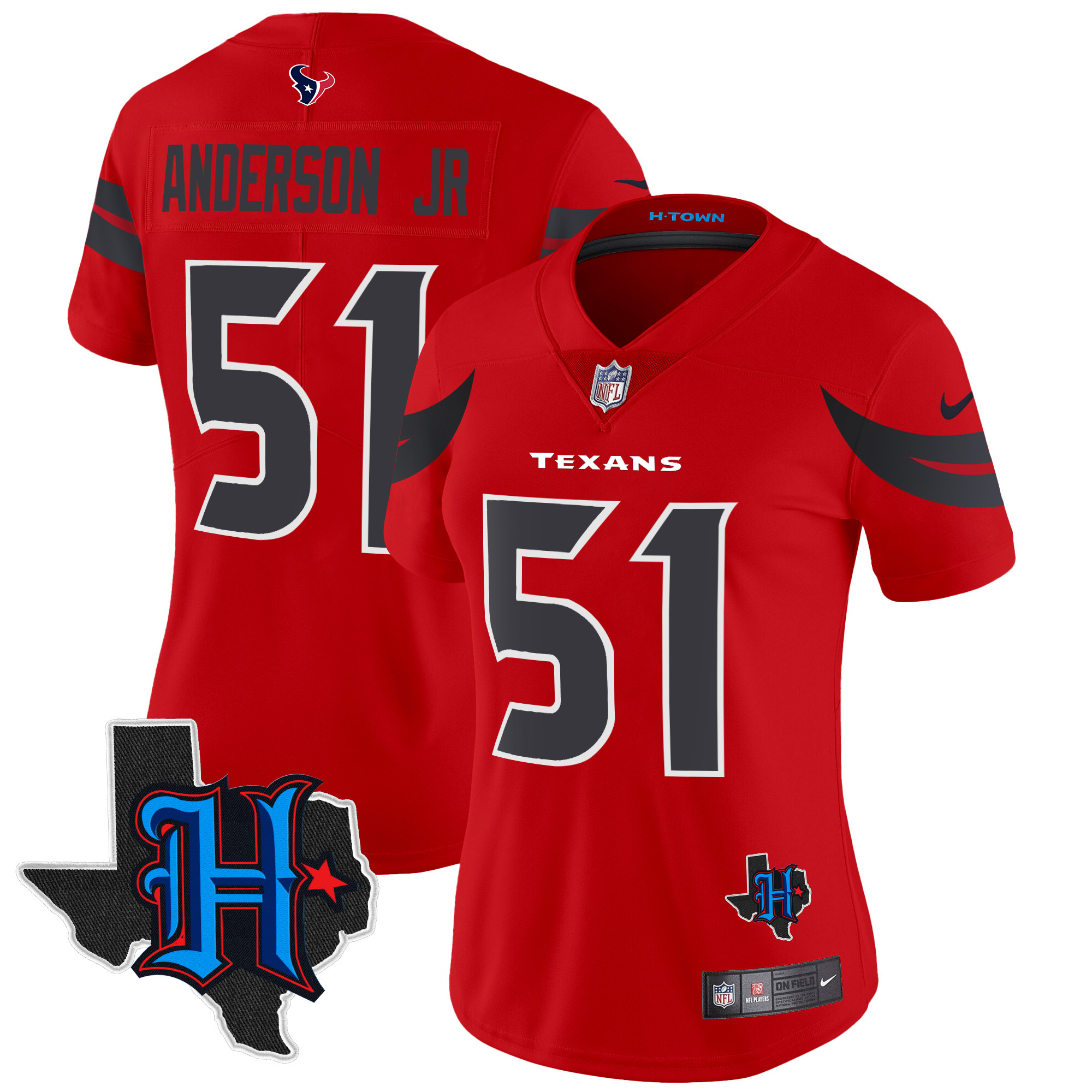 Will Anderson Jr. Women's Houston Texans 2024 Texas Patch Vapor Limited Red Jersey - All Stitched