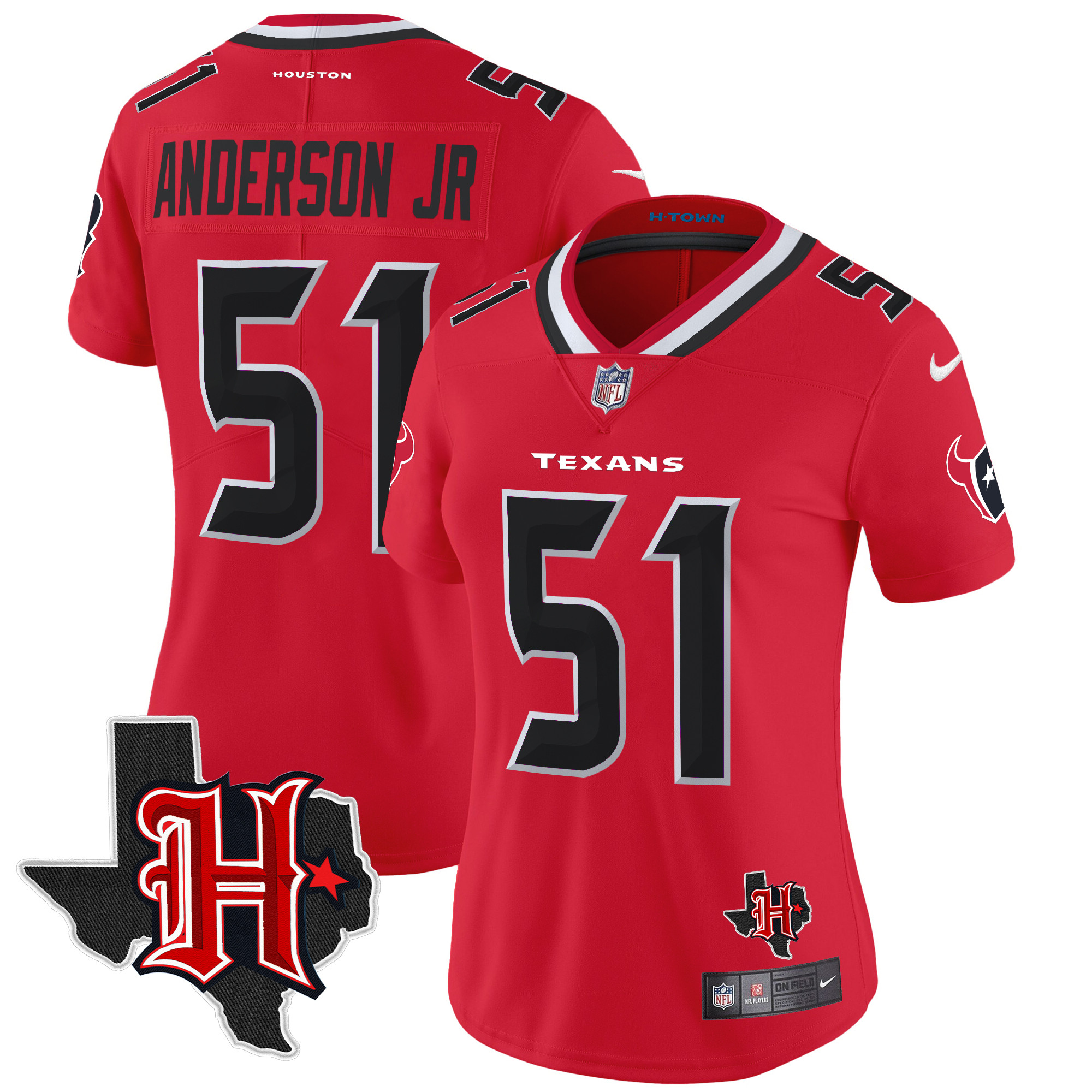 Will Anderson Jr. Women's Houston Texans 2024 Texas Patch Vapor Limited Red Jersey - All Stitched