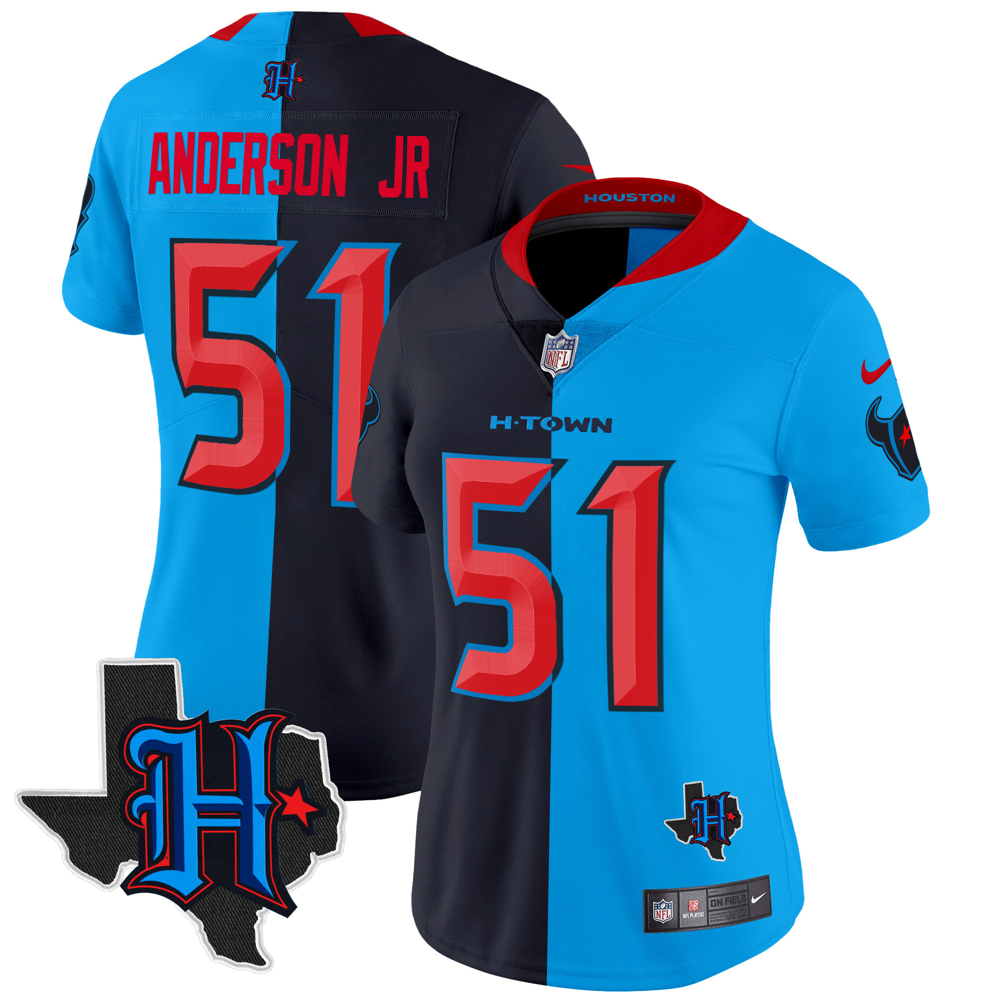 Will Anderson Jr. Women's Houston Texans 2024 Texas Patch Vapor Limited Split Jersey - All Stitched