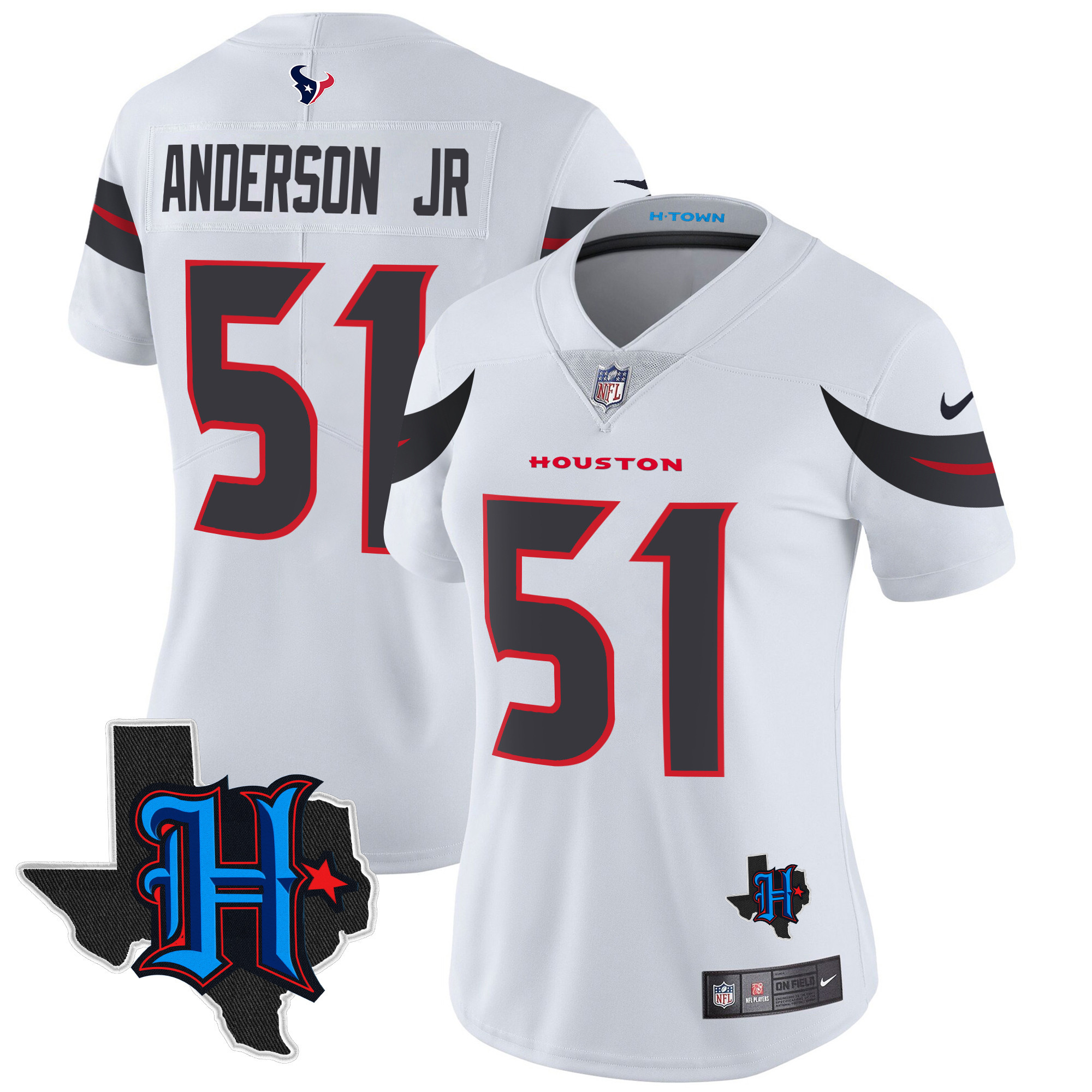 Will Anderson Jr. Women's Houston Texans 2024 Texas Patch Vapor Limited White Jersey - All Stitched