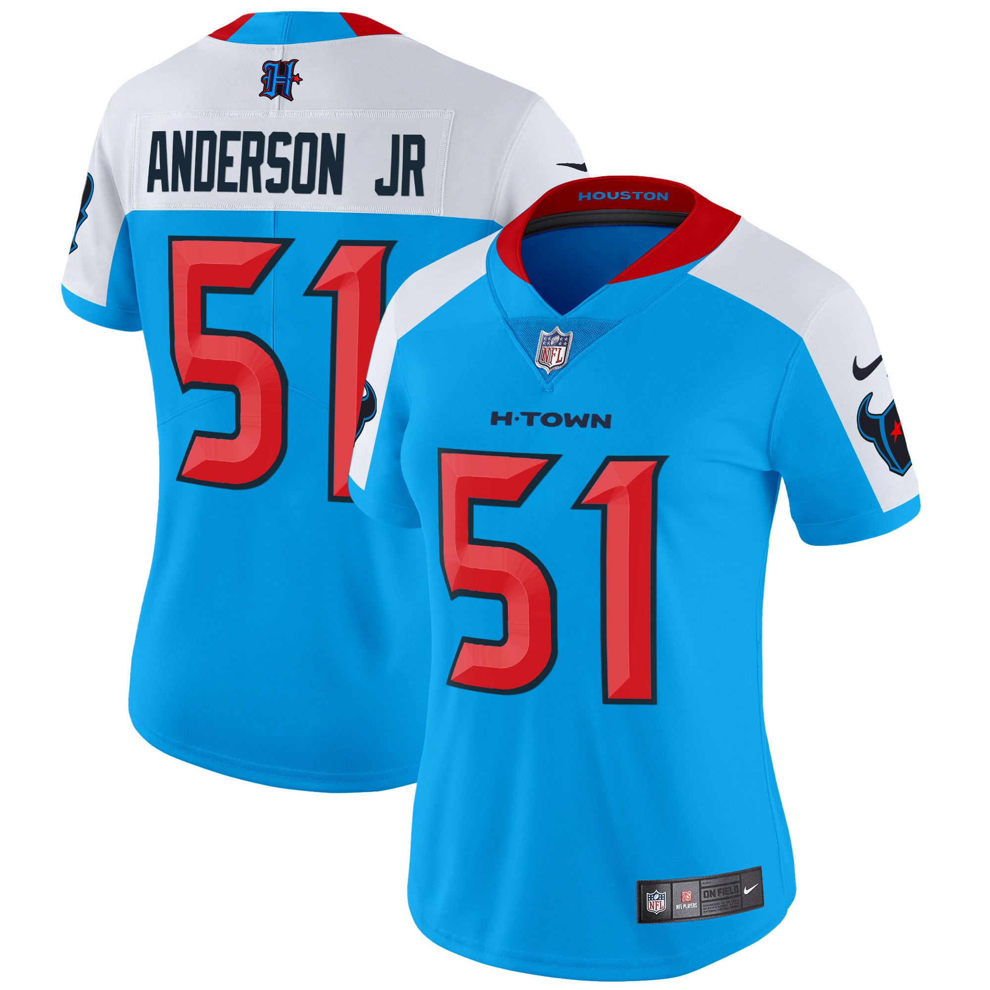 Will Anderson Jr. Women's Houston Texans 2024 Vapor Limited Blue Alternate Jersey - All Stitched