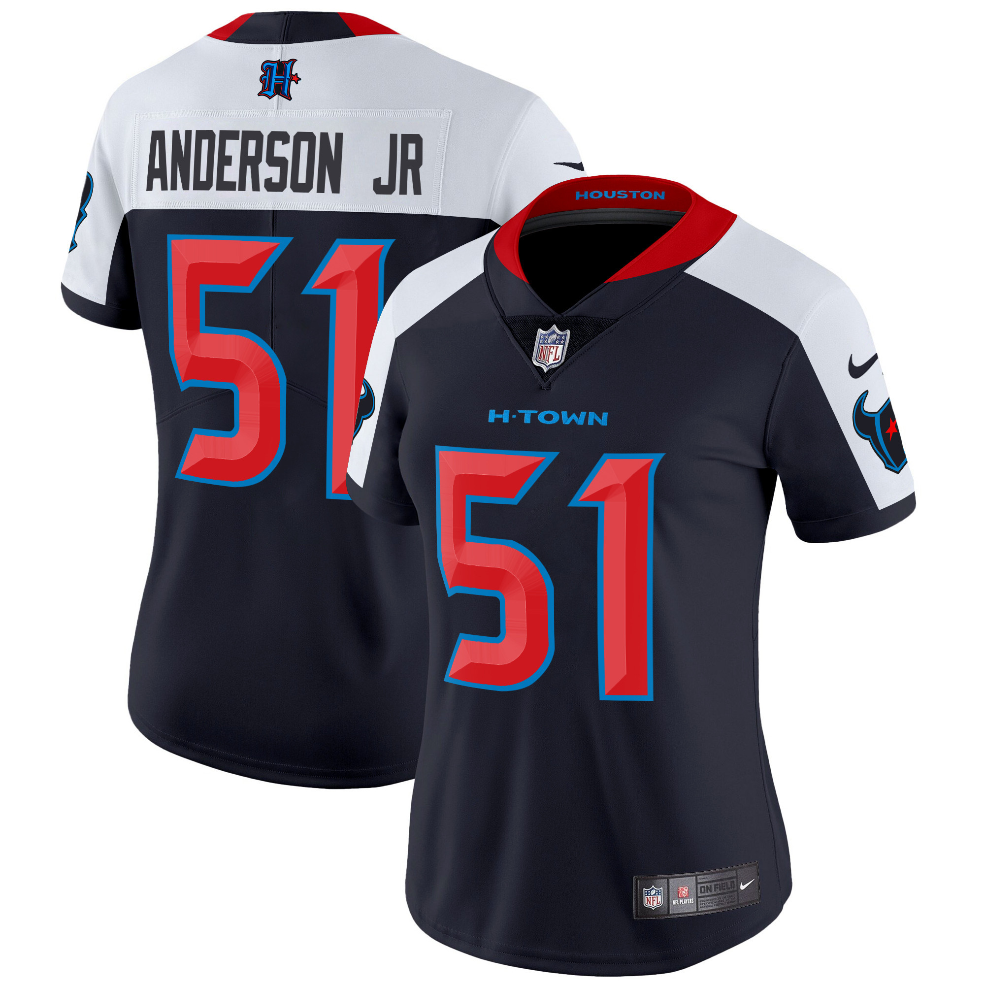 Will Anderson Jr. Women's Houston Texans 2024 Vapor Limited Navy Alternate Jersey - All Stitched