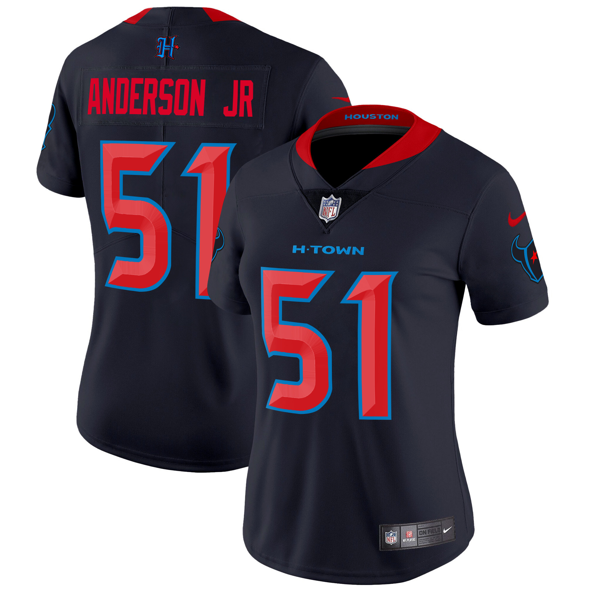 Will Anderson Jr. Women's Houston Texans 2024 Vapor Limited Navy Limited Jersey - All Stitched