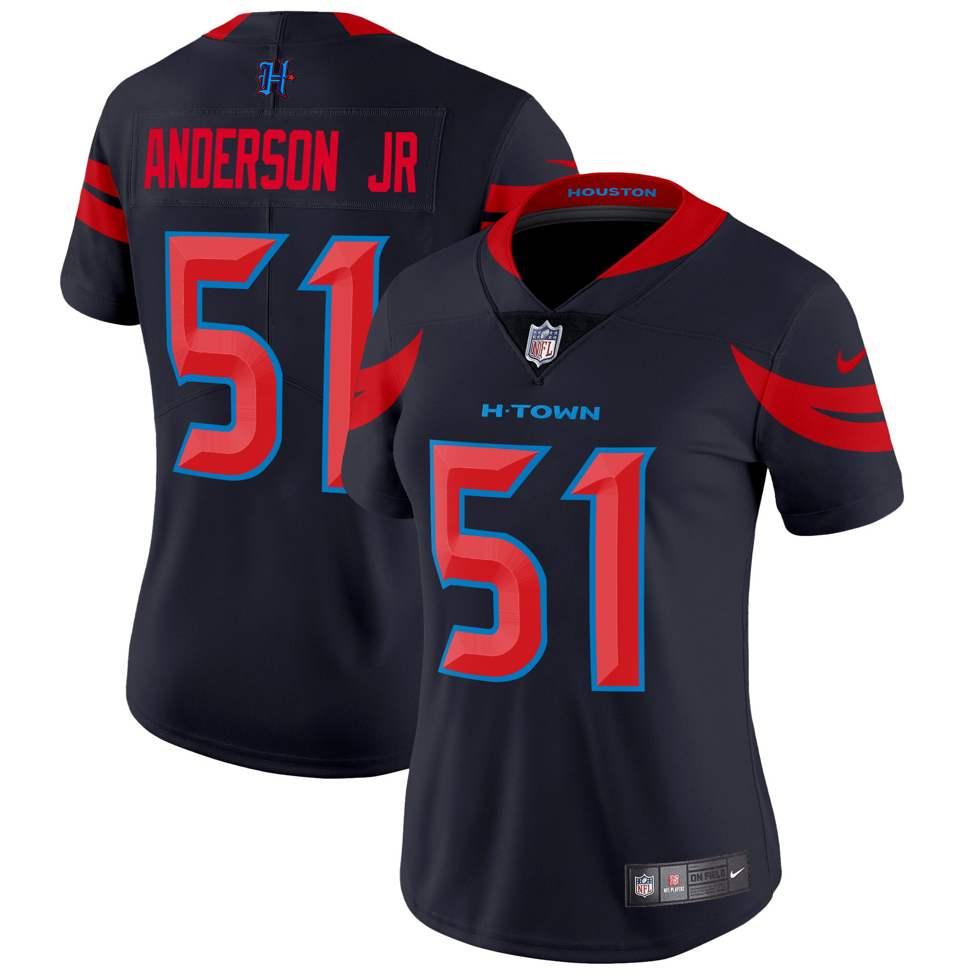 Will Anderson Jr. Women's Houston Texans 2024 Vapor Limited Navy Limited Jersey - All Stitched