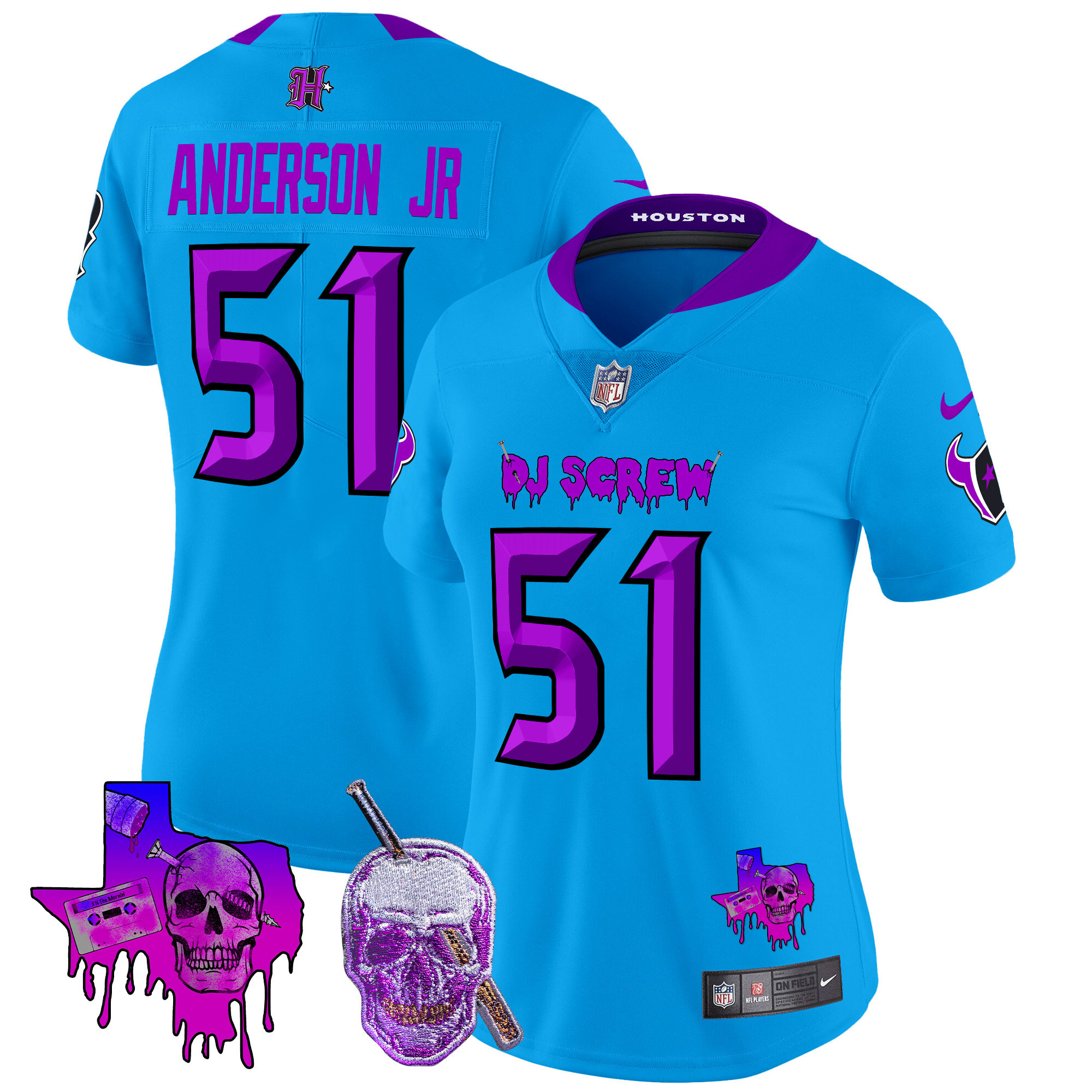 Will Anderson Jr. Women's Houston Texans DJ Screw Vapor Limited Blue Jersey - All Stitched