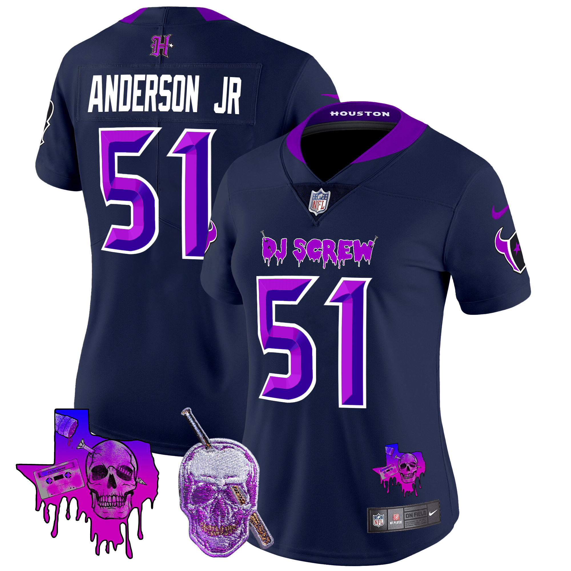 Will Anderson Jr. Women's Houston Texans DJ Screw Vapor Limited Navy Limited Jersey - All Stitched
