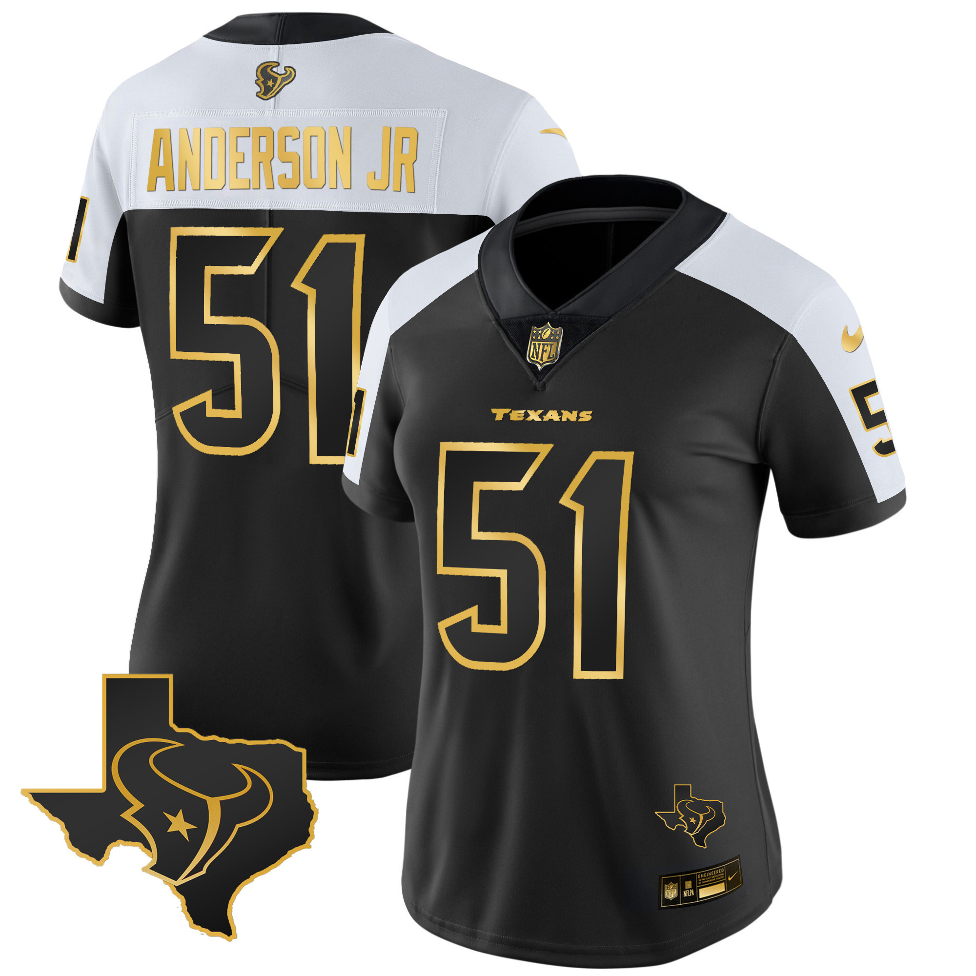 Will Anderson Jr. Women's Houston Texans Gold Vapor Limited Alternate Gold Jersey - All Stitched