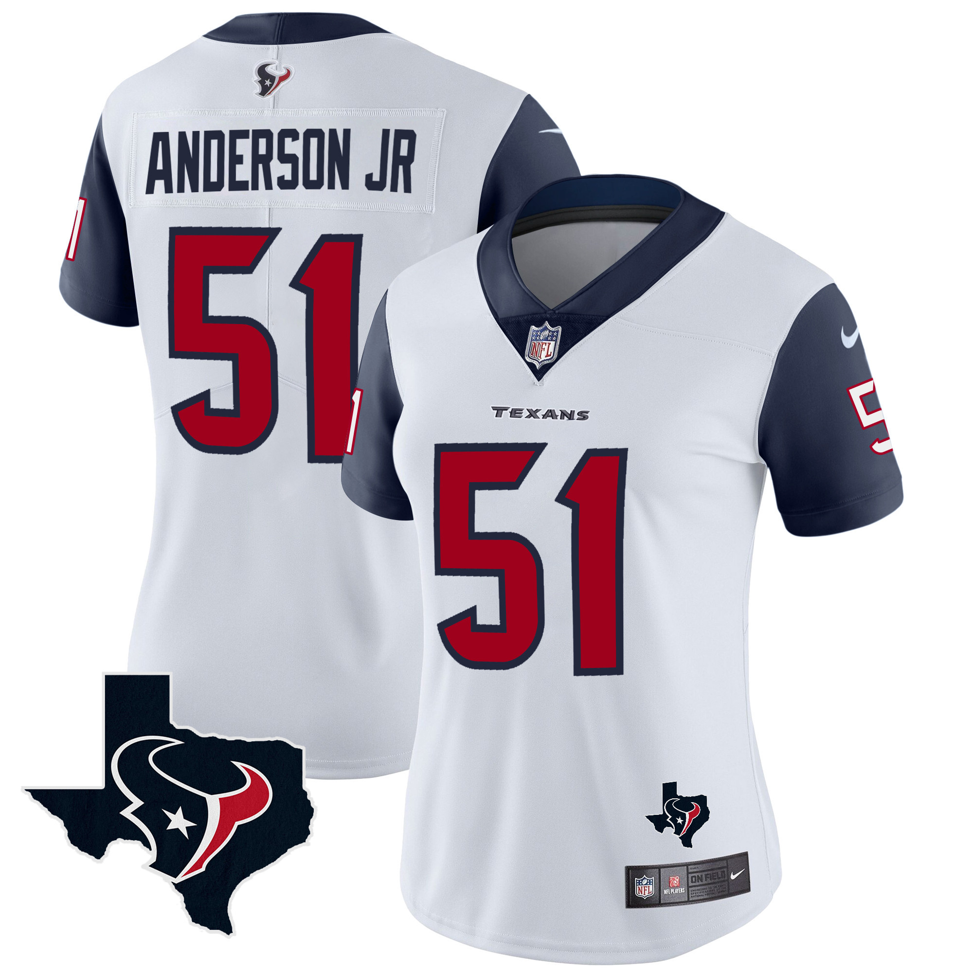 Will Anderson Jr. Women's Houston Texans Vapor Limited Navy Sleeves Jersey - All Stitched
