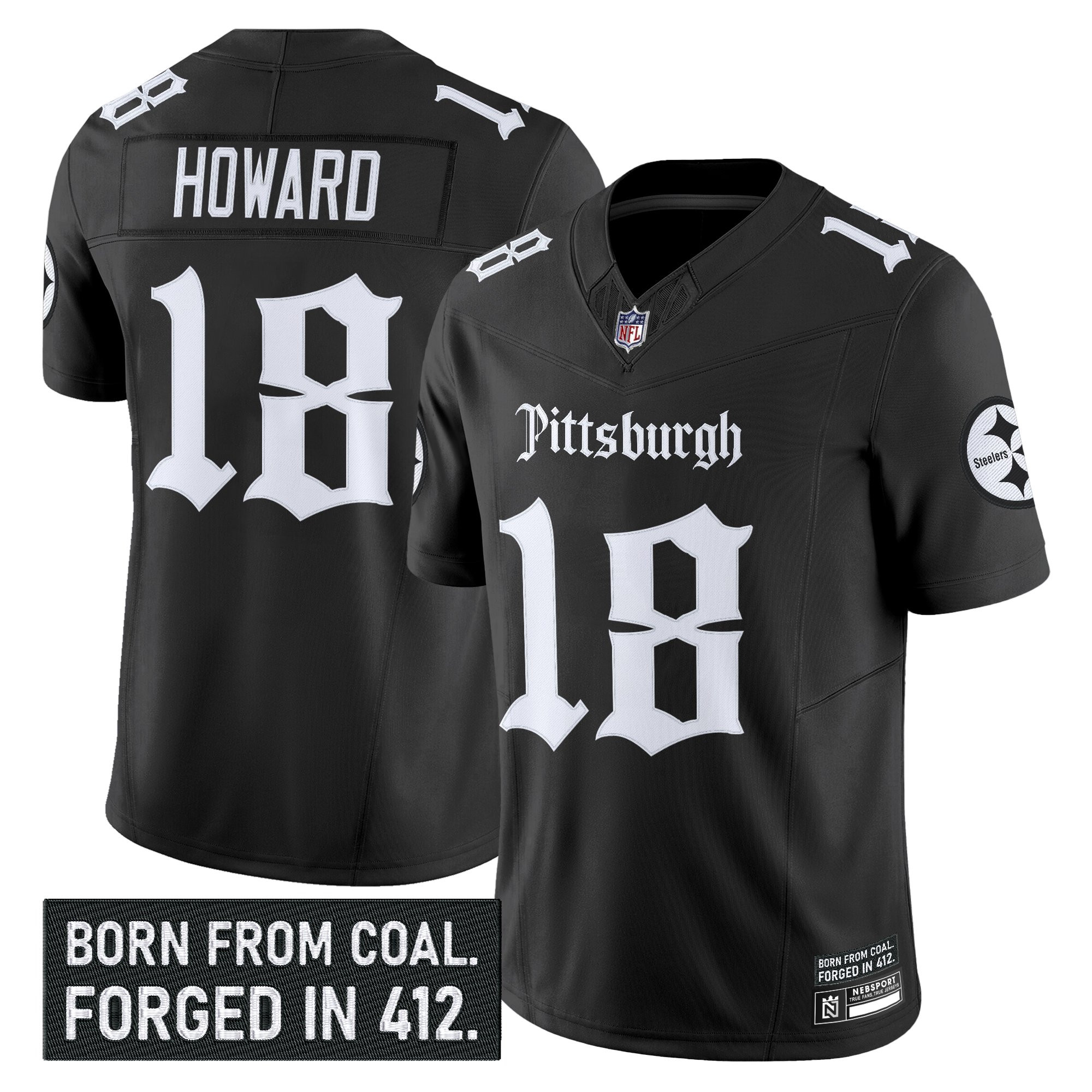 Will Howard Men's Pittsburgh Steelers 'Gothic Steel City Edition' Vapor Limited Black Jersey - All Stitched