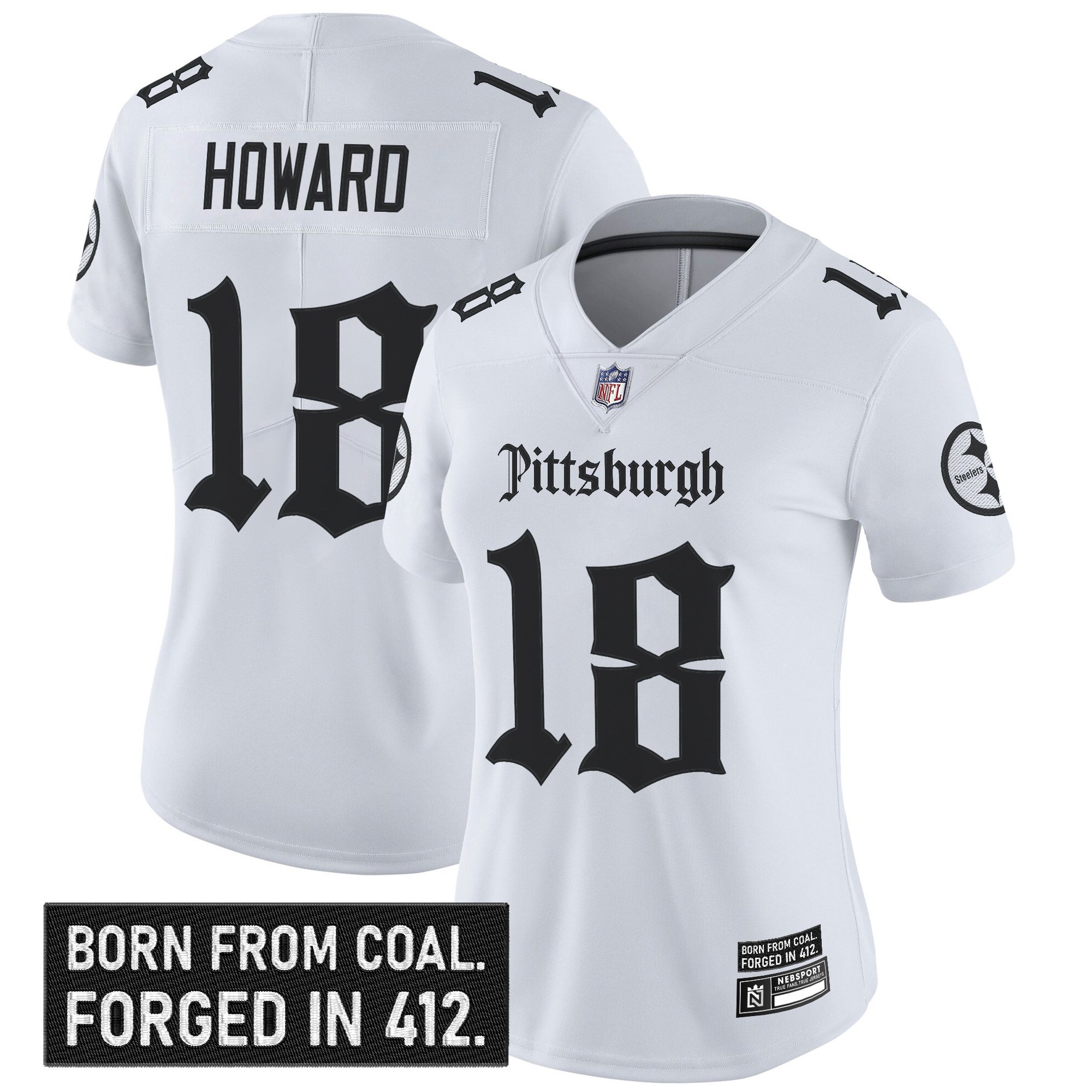 Will Howard Women's Pittsburgh Steelers 'Gothic Steel City Edition' Vapor Limited White Jersey - All Stitched
