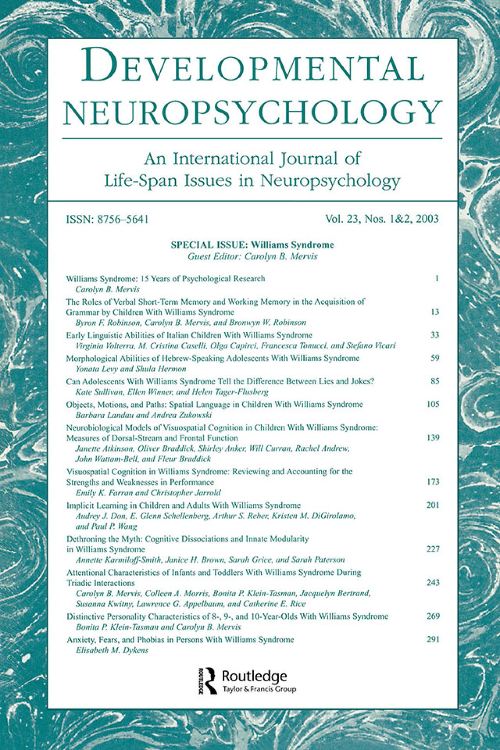 Williams Syndrome A Special Double Issue of developmental Neuropsychology 1st Edition â€“ PDF/EPUB Version Downloadable