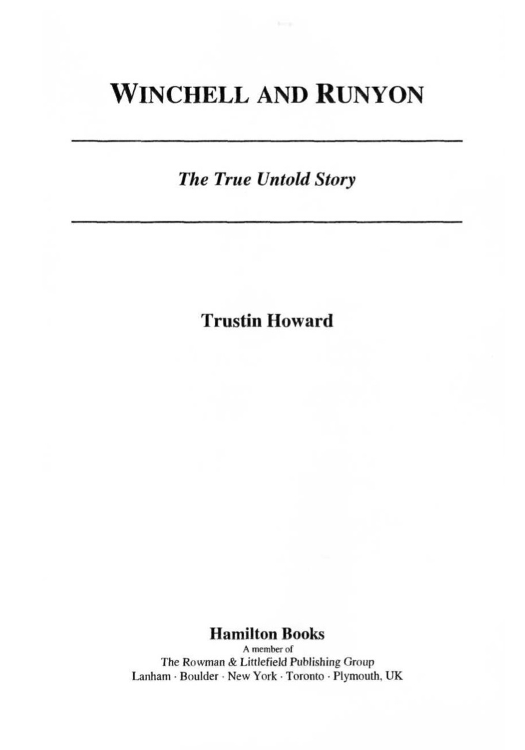 Winchell and Runyon The True Untold Story  â€“ PDF/EPUB Version Downloadable