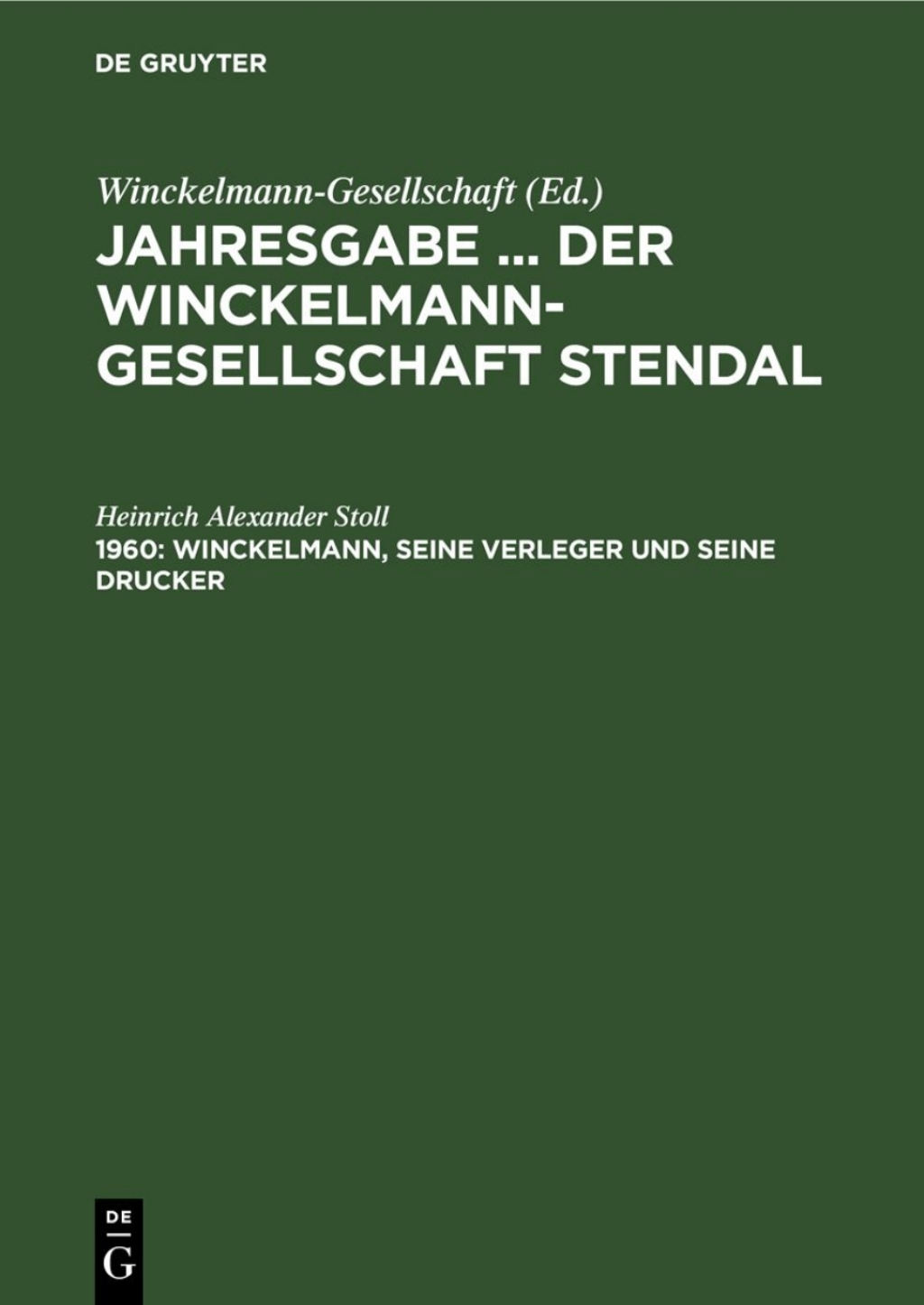 Winckelmann, seine Verleger und seine Drucker 1st Edition â€“ PDF/EPUB Version Downloadable