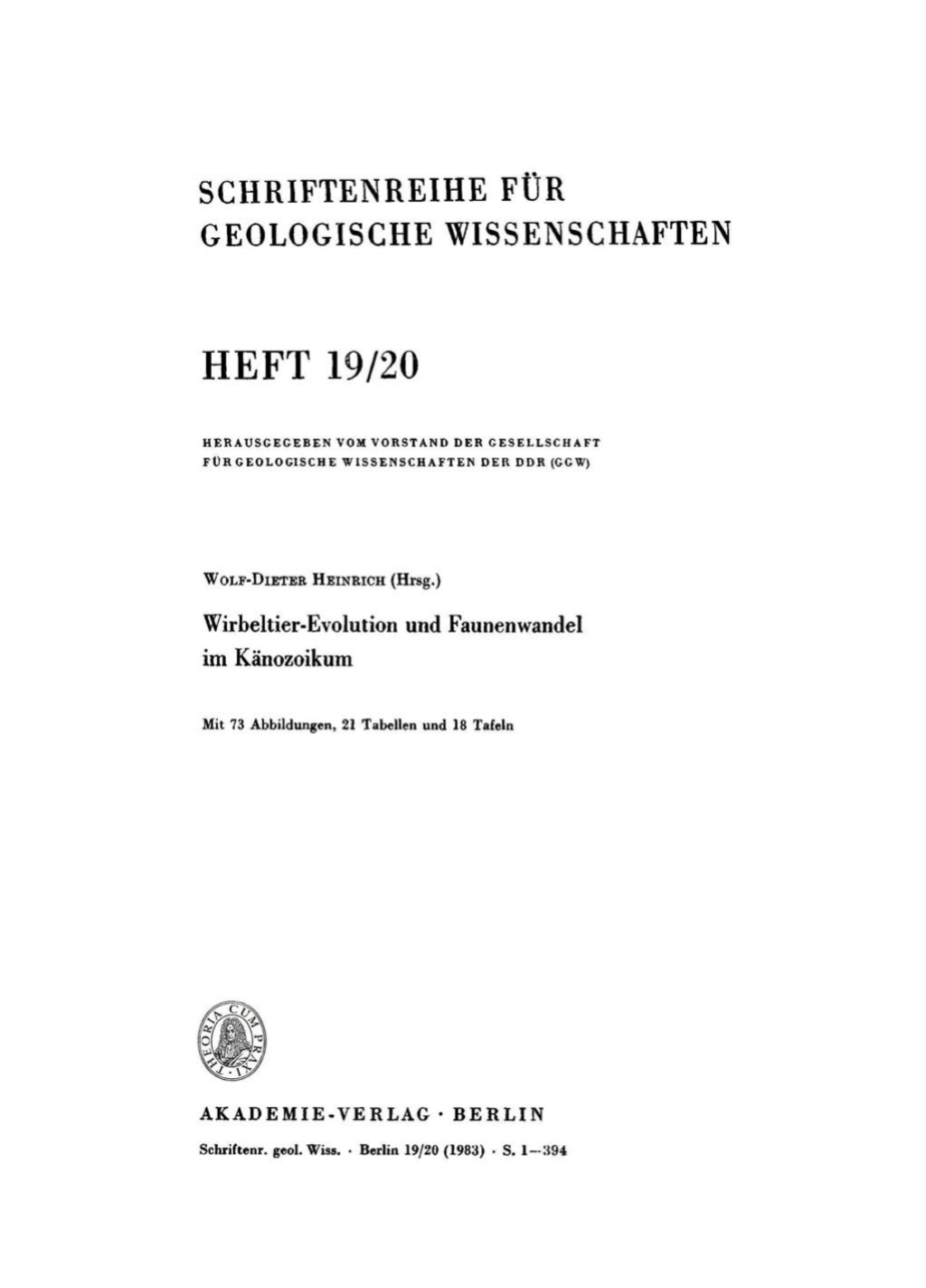 Wirbeltier-Evolution und Faunenwandel Ä±m KÃ¤nozoikum 1st Edition â€“ PDF/EPUB Version Downloadable