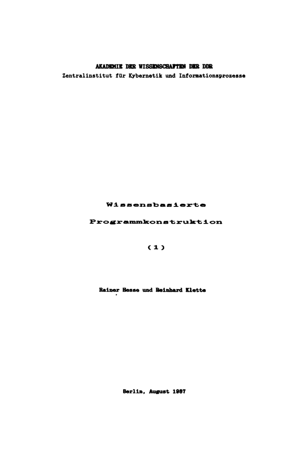 Wissensbasierte Programmkonstruktion I 1st Edition â€“ PDF/EPUB Version Downloadable