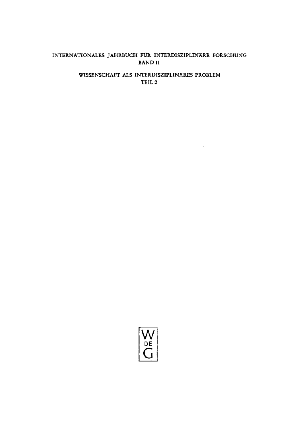 Wissenschaft als interdisziplinÃ¤res Problem II 1st Edition â€“ PDF/EPUB Version Downloadable
