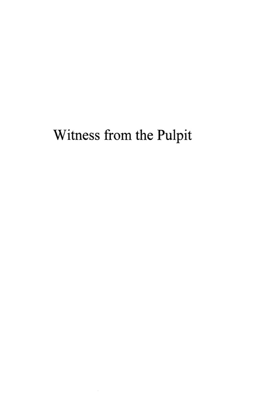 Witness from the Pulpit  â€“ PDF/EPUB Version Downloadable