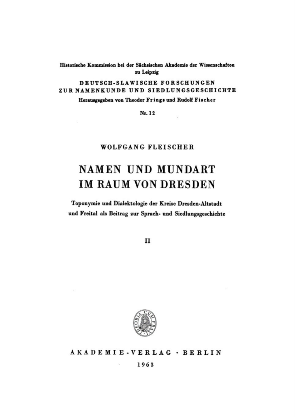 Wolfgang Fleischer: Namen und Mundart im Raum von Dresden. Teil 2 1st Edition â€“ PDF/EPUB Version Downloadable