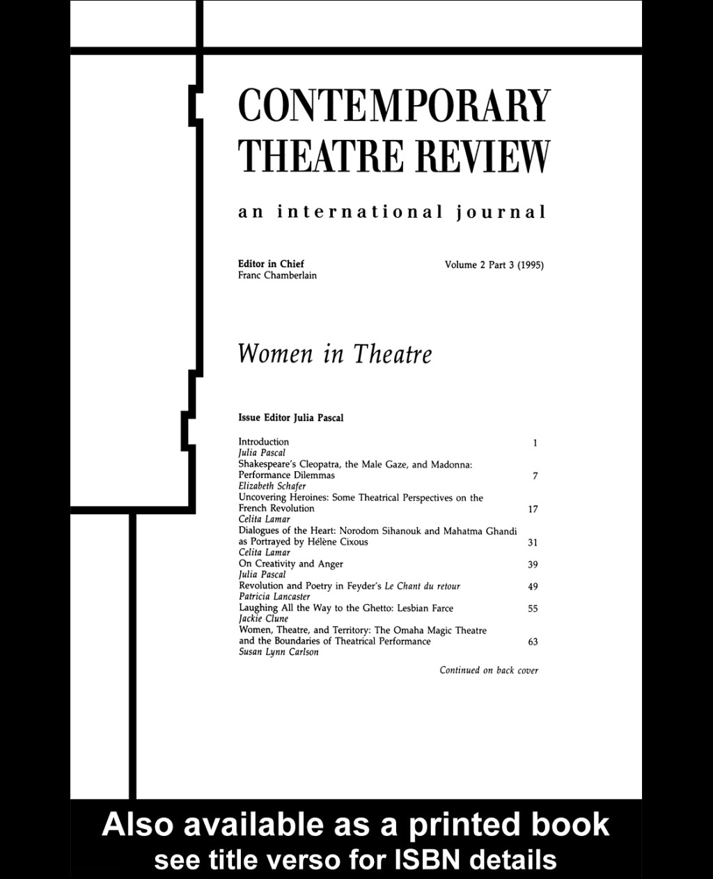 Women in Theatre 2#3 1st Edition â€“ PDF/EPUB Version Downloadable