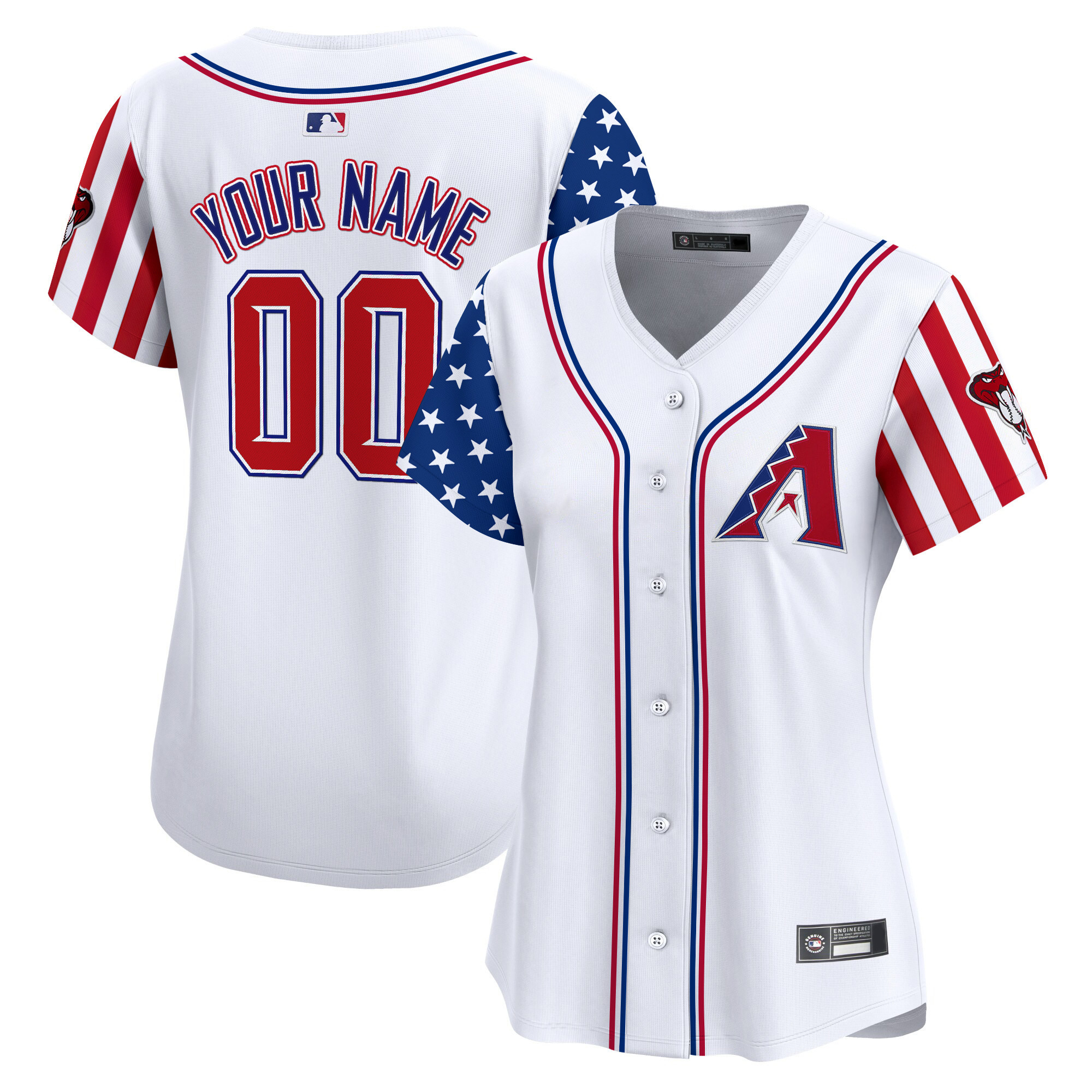 Women's Arizona Diamondbacks 2025 Independence Day Vapor Premier Limited Custom White Jersey - All Stitched