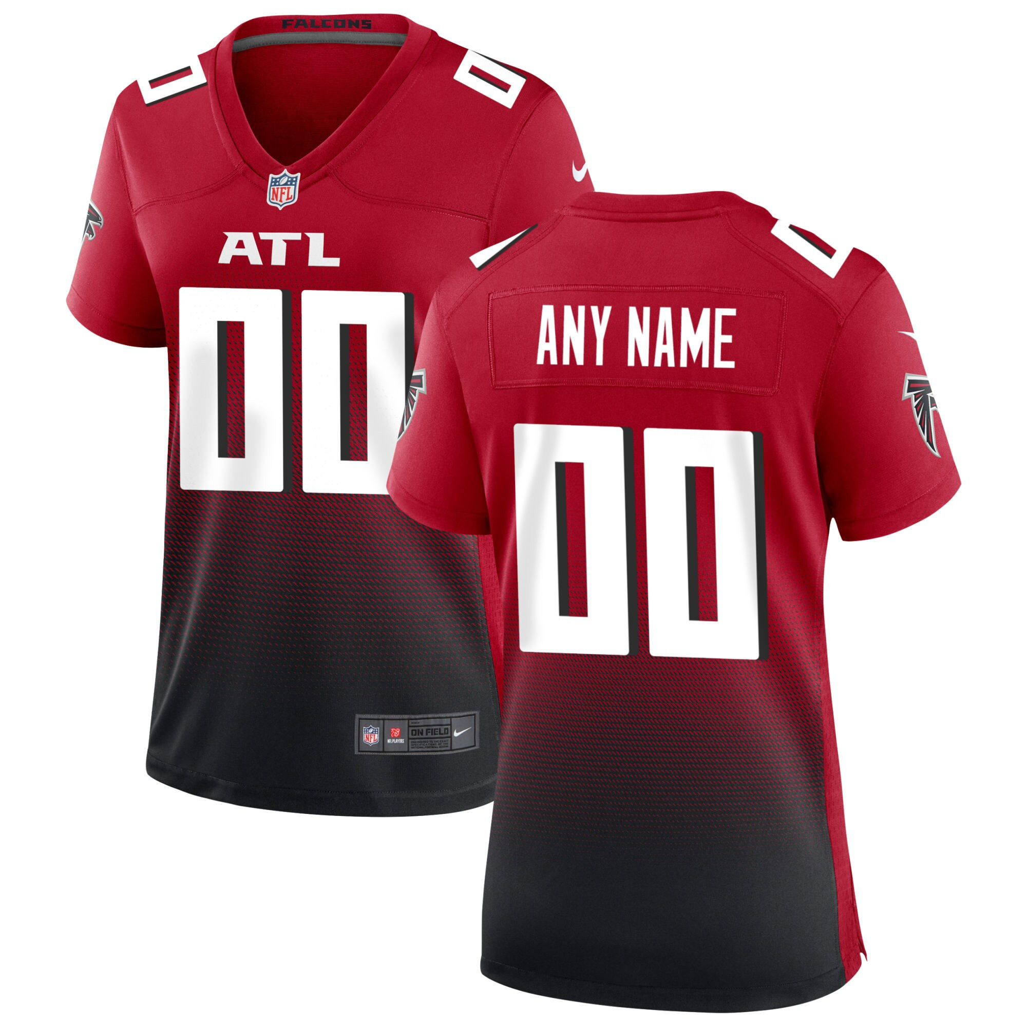 Women's Atlanta Falcons Game Custom Red Jersey - All Stitched