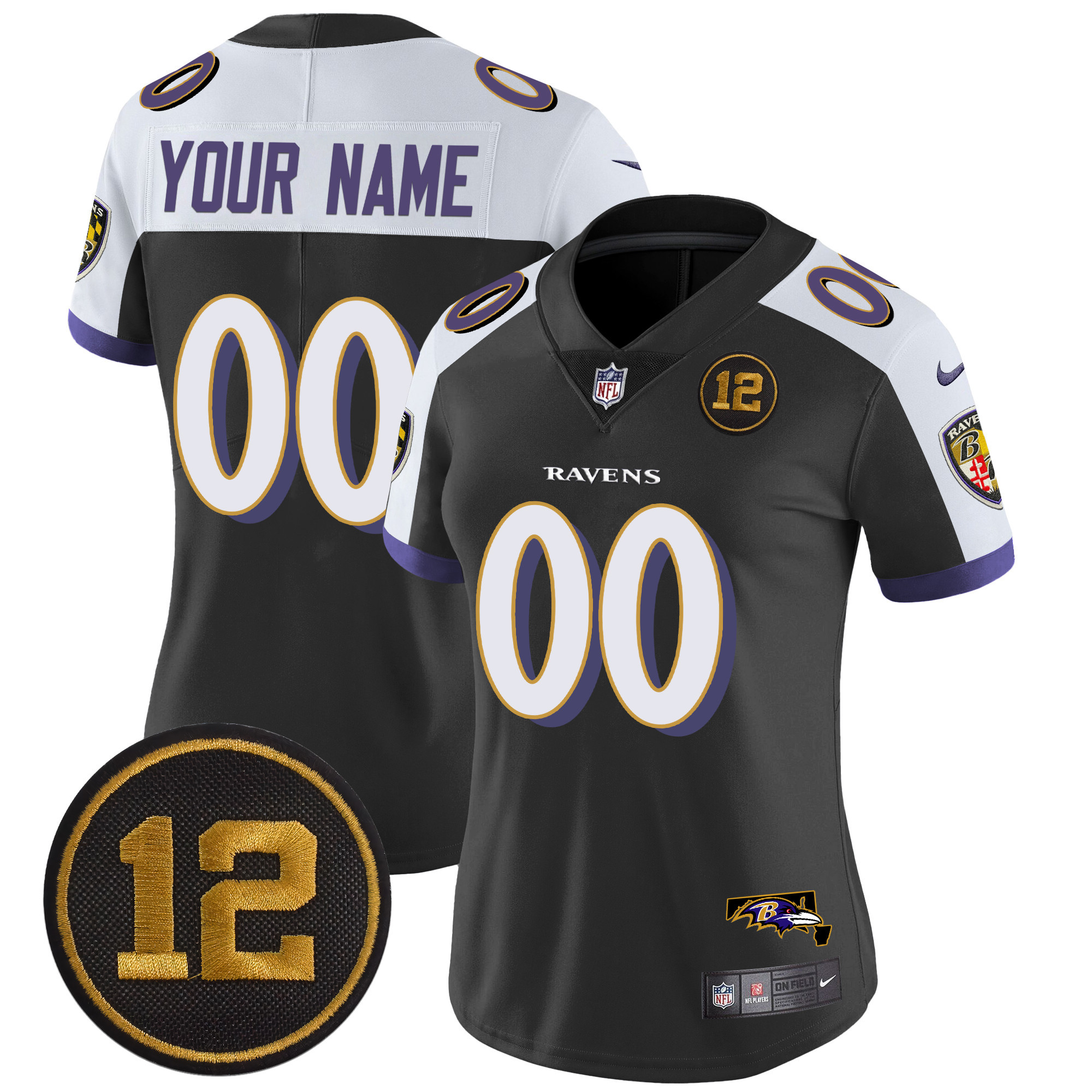 Women's Baltimore Ravens Jacoby Jones Patch Vapor Limited Custom Black Alternate Jersey - All Stitched