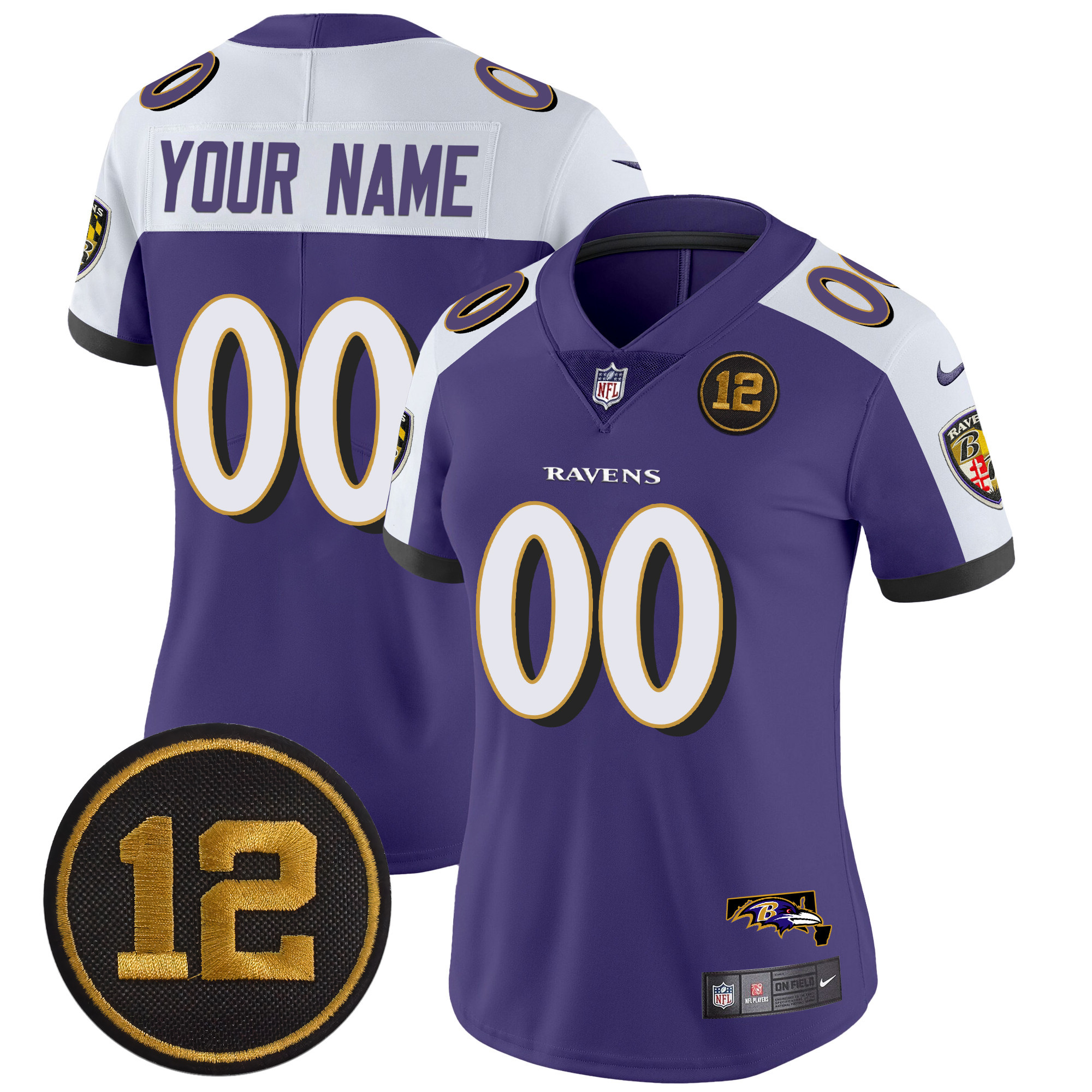 Women's Baltimore Ravens Jacoby Jones Patch Vapor Limited Custom Purple Alternate Jersey - All Stitched