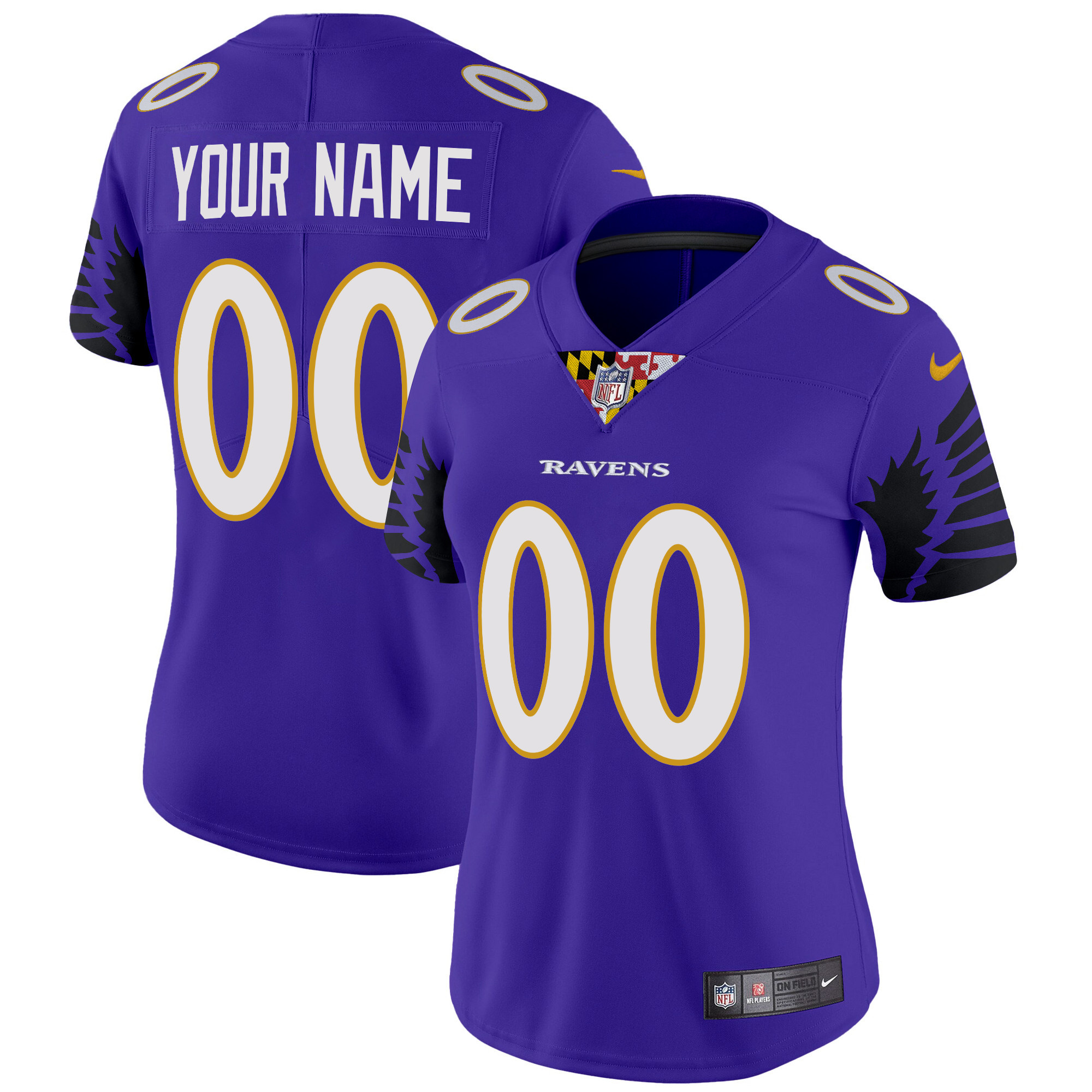 Women's Baltimore Ravens Special Vapor Limited Custom Purple Jersey - All Stitched