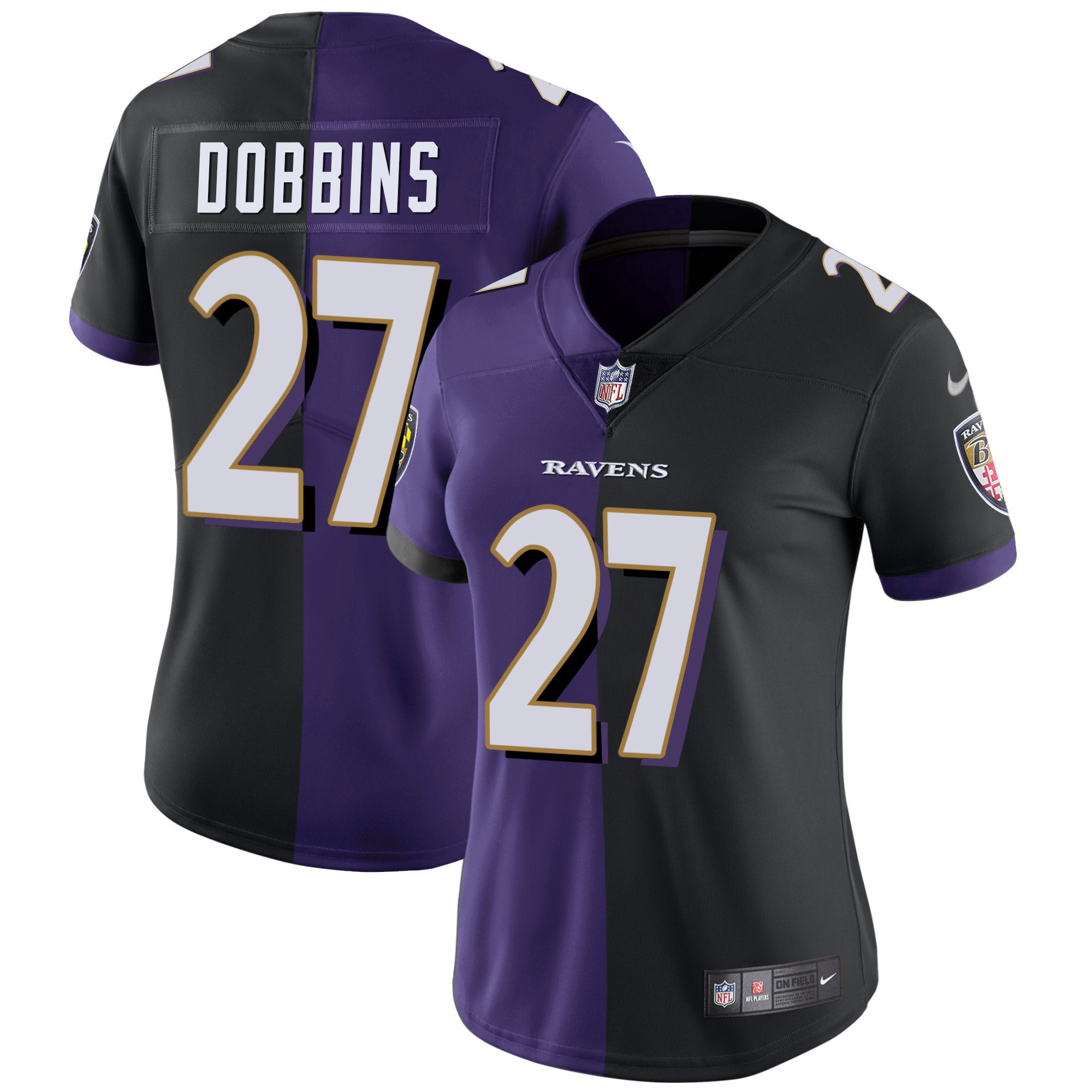 Women's Baltimore Ravens Split Vapor J.K. Dobbins Jersey - All Stitched