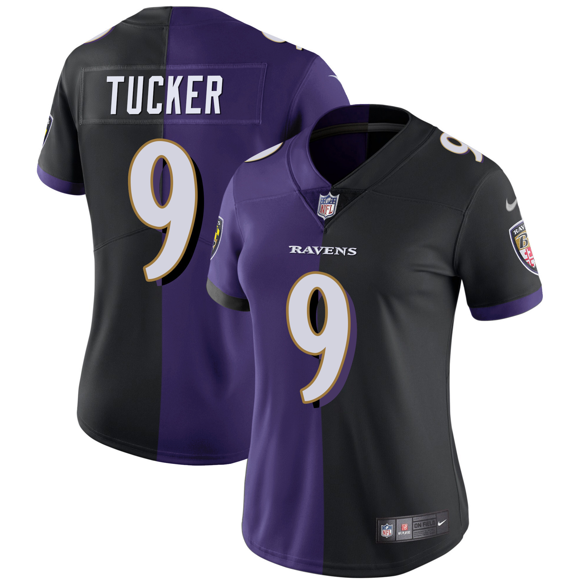 Women's Baltimore Ravens Split Vapor Justin Tucker Jersey - All Stitched