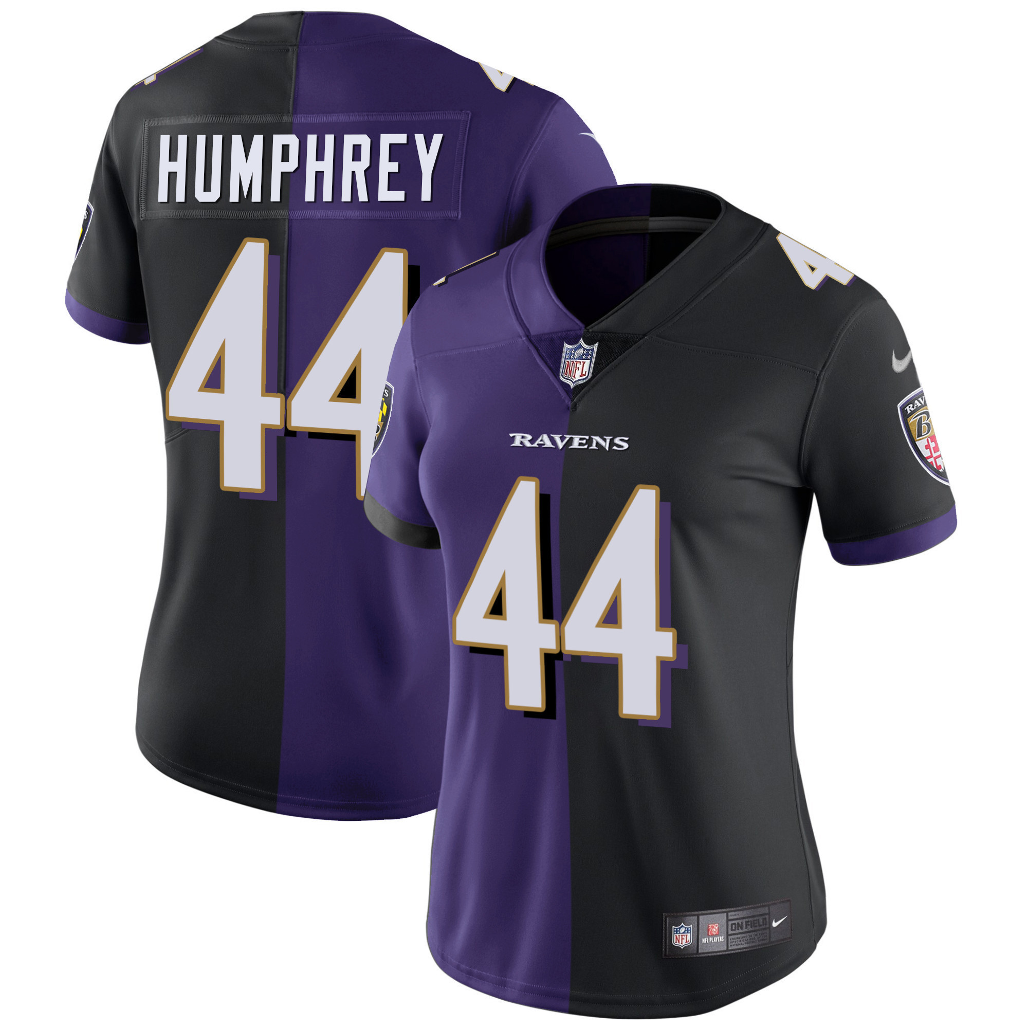 Women's Baltimore Ravens Split Vapor Marlon Humphrey Jersey - All Stitched