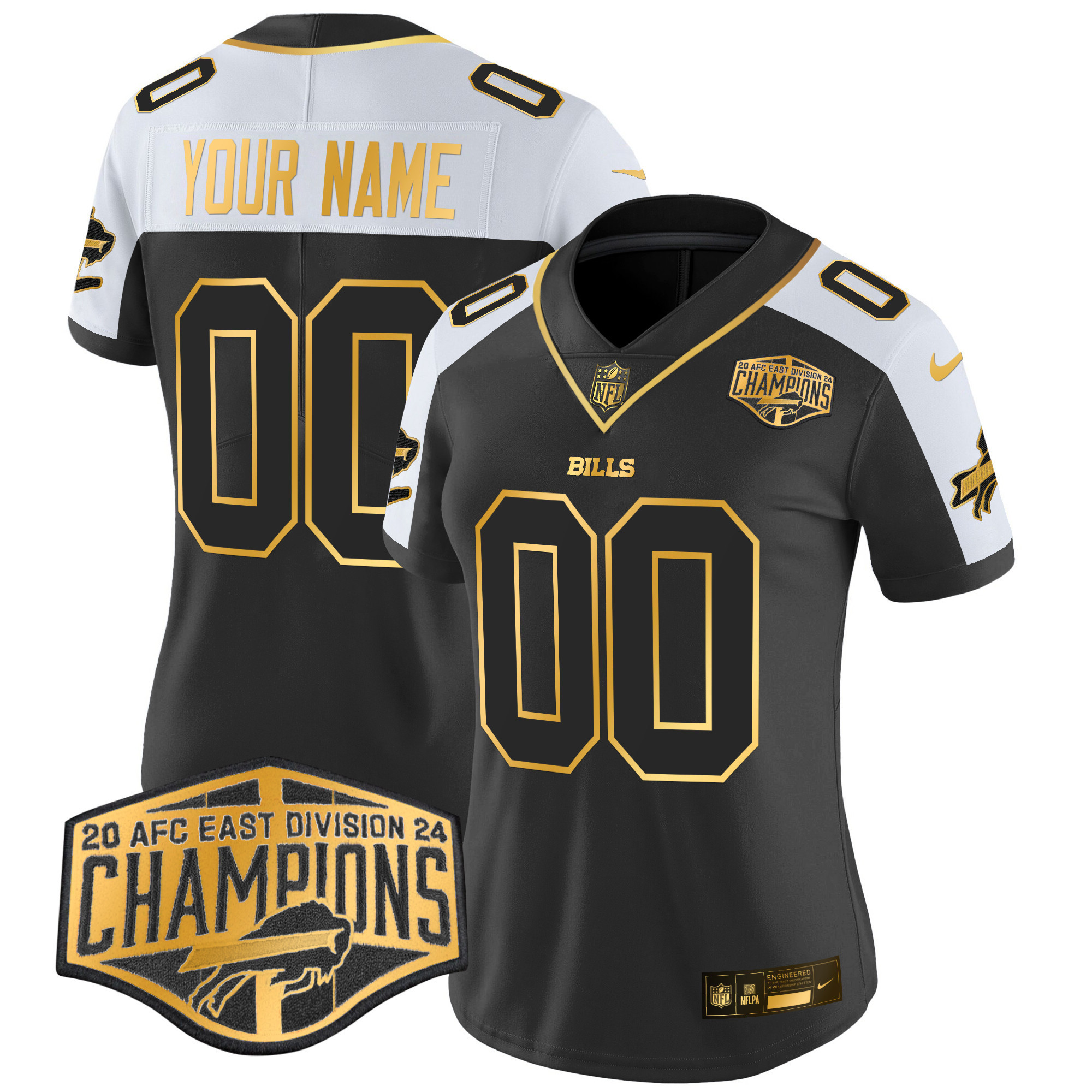 Women's Buffalo Bills 2024 AFC East Division Champions Gold Vapor Limited Custom Alternate Jersey - All Stitched