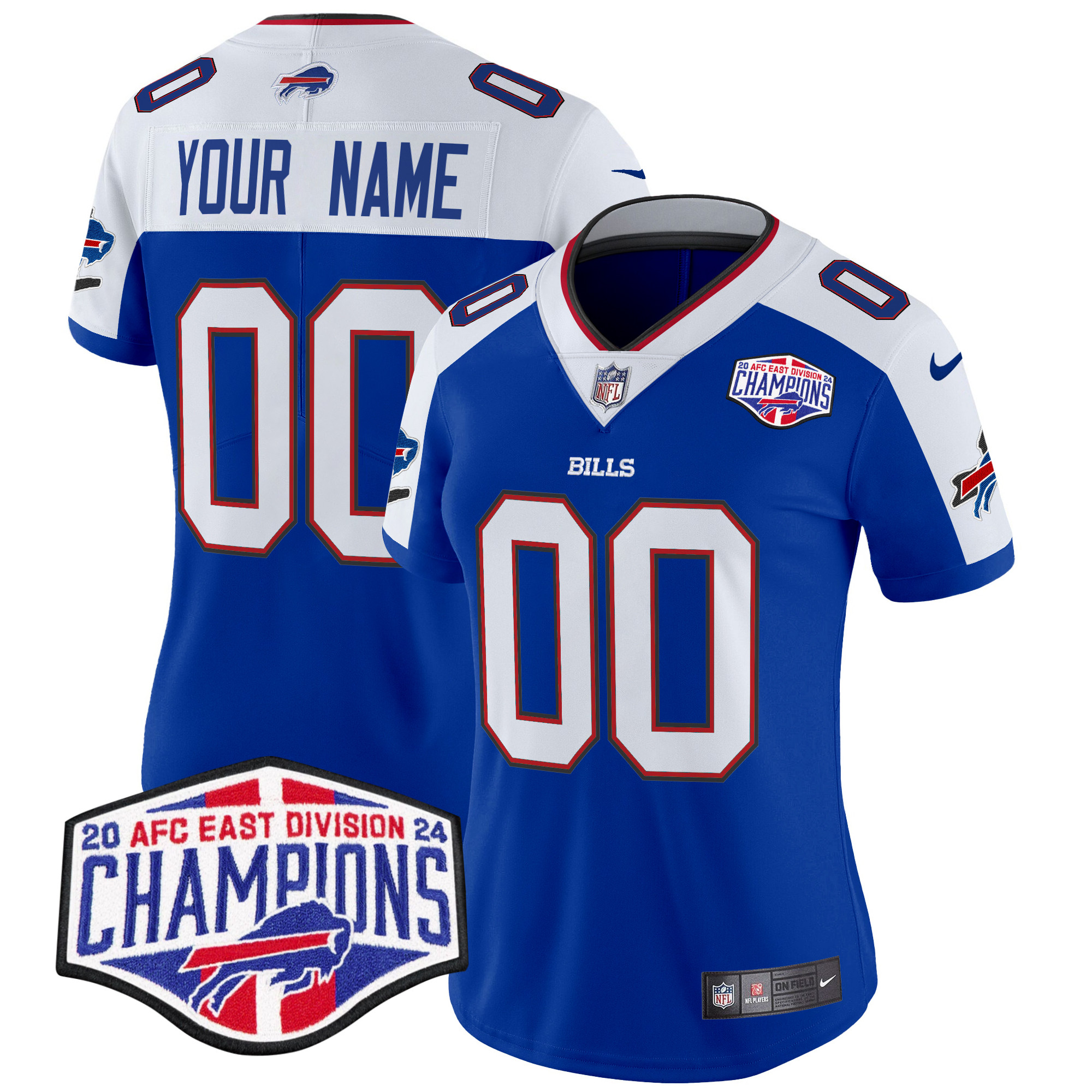 Women's Buffalo Bills 2024 AFC East Division Champions Vapor Limited Custom Royal Alternate Jersey - All Stitched