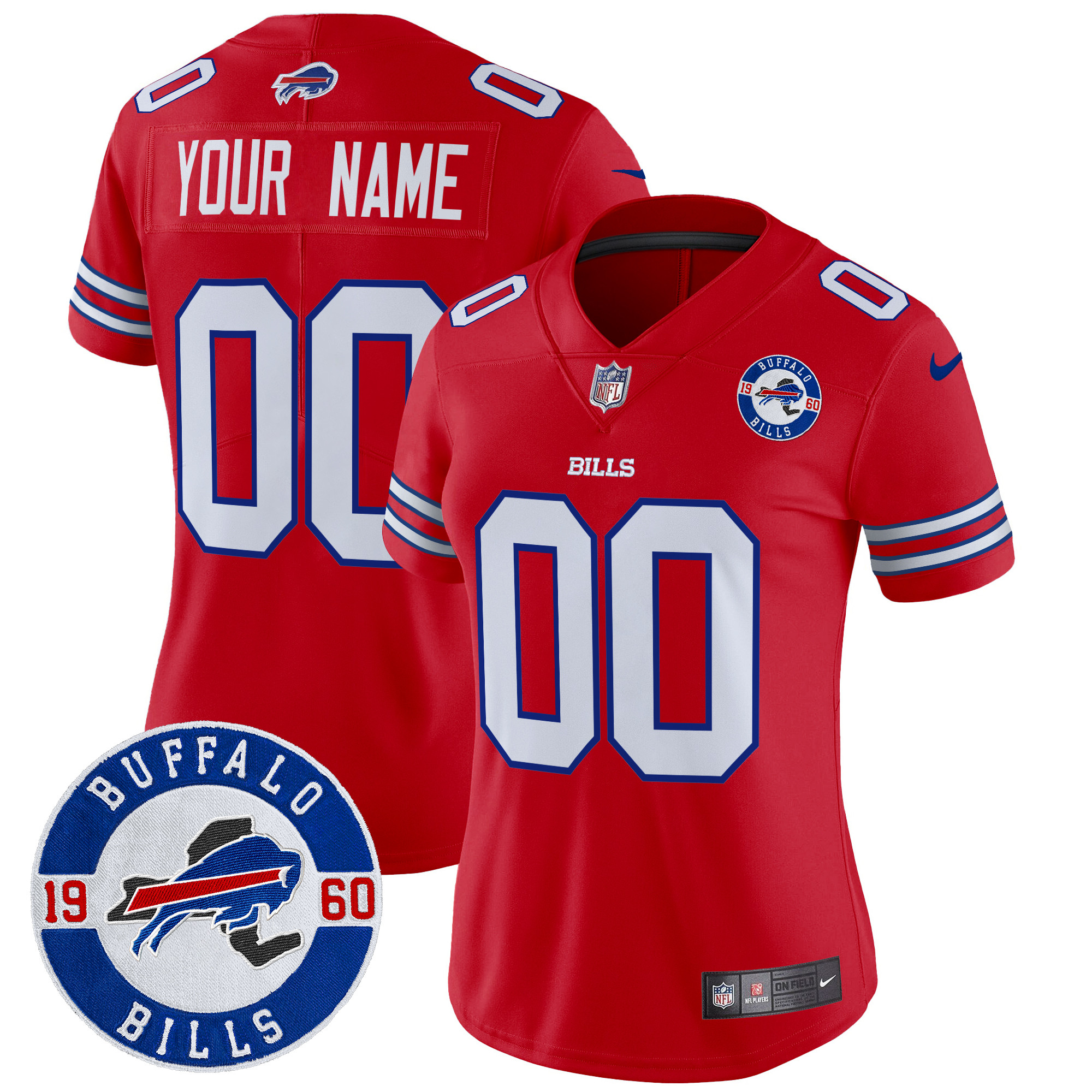 Women's Buffalo Bills 2024 Vapor Limited Custom Red Jersey - All Stitched