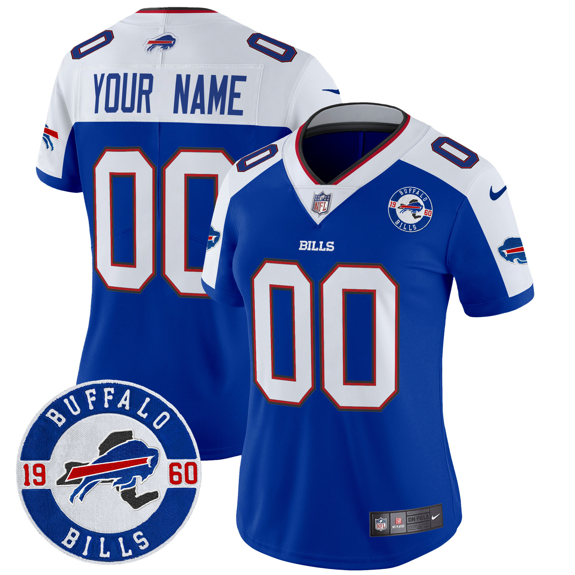 Women's Buffalo Bills 2024 Vapor Limited Custom Royal Alternate Jersey - All Stitched