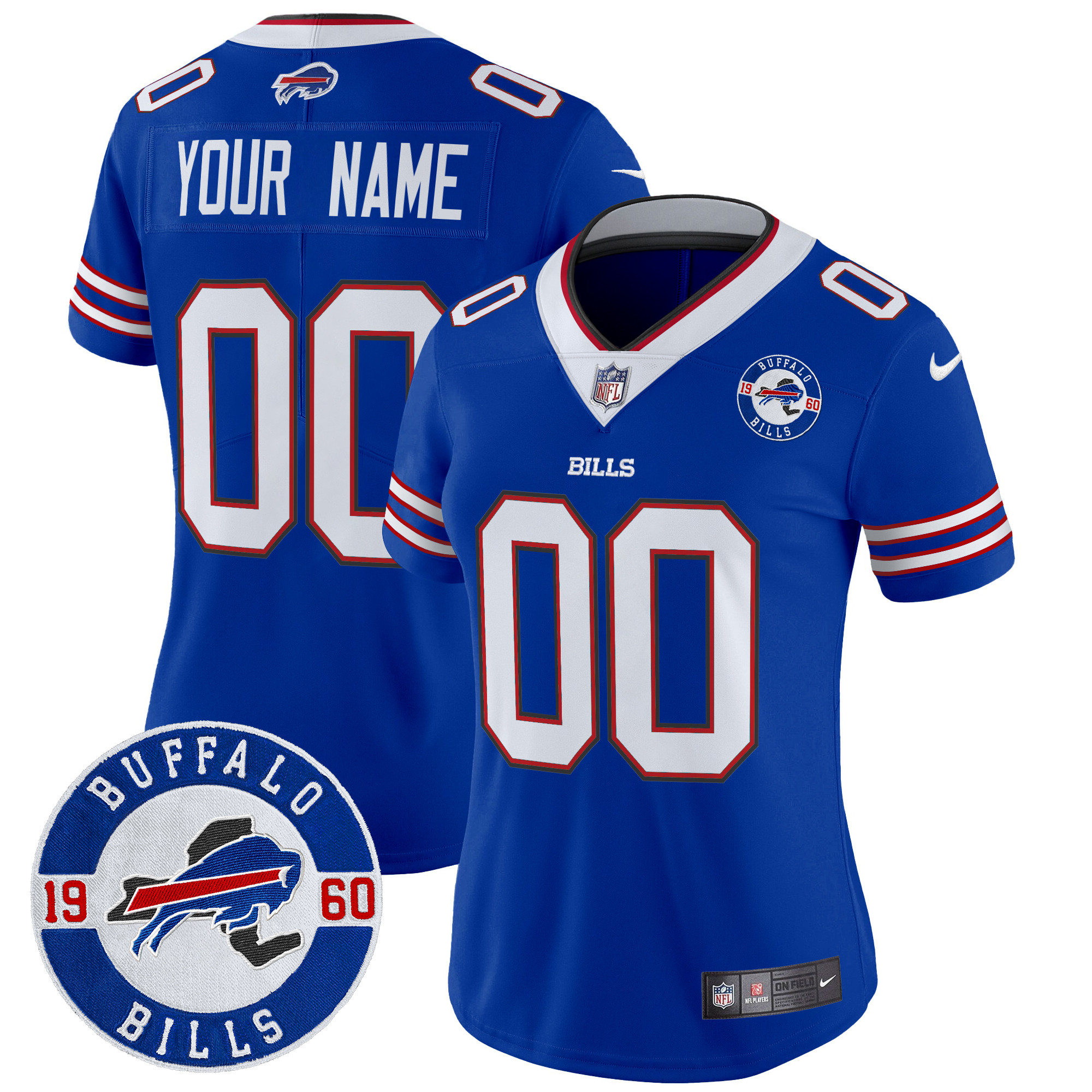 Women's Buffalo Bills 2024 Vapor Limited Custom Royal Jersey - All Stitched
