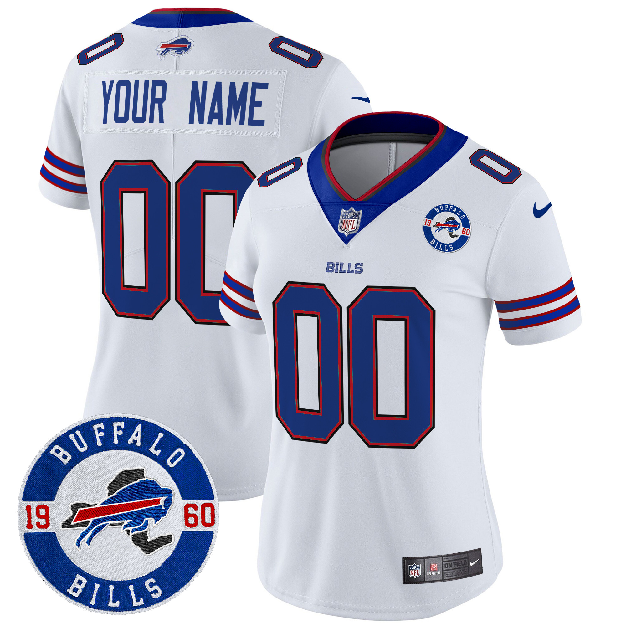 Women's Buffalo Bills 2024 Vapor Limited Custom White Jersey - All Stitched