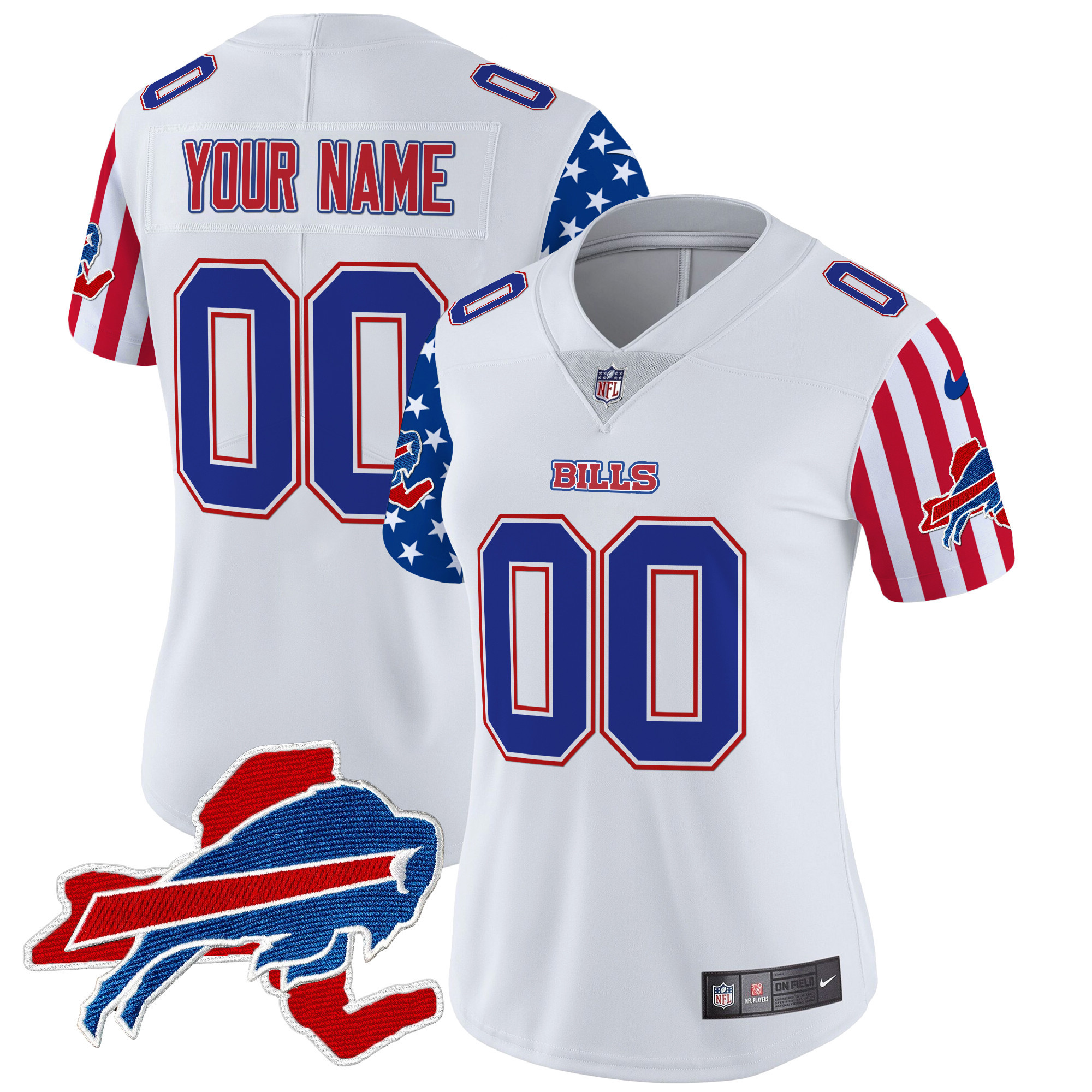 Women's Buffalo Bills American Style Vapor Limited Custom White Jersey - All Stitched