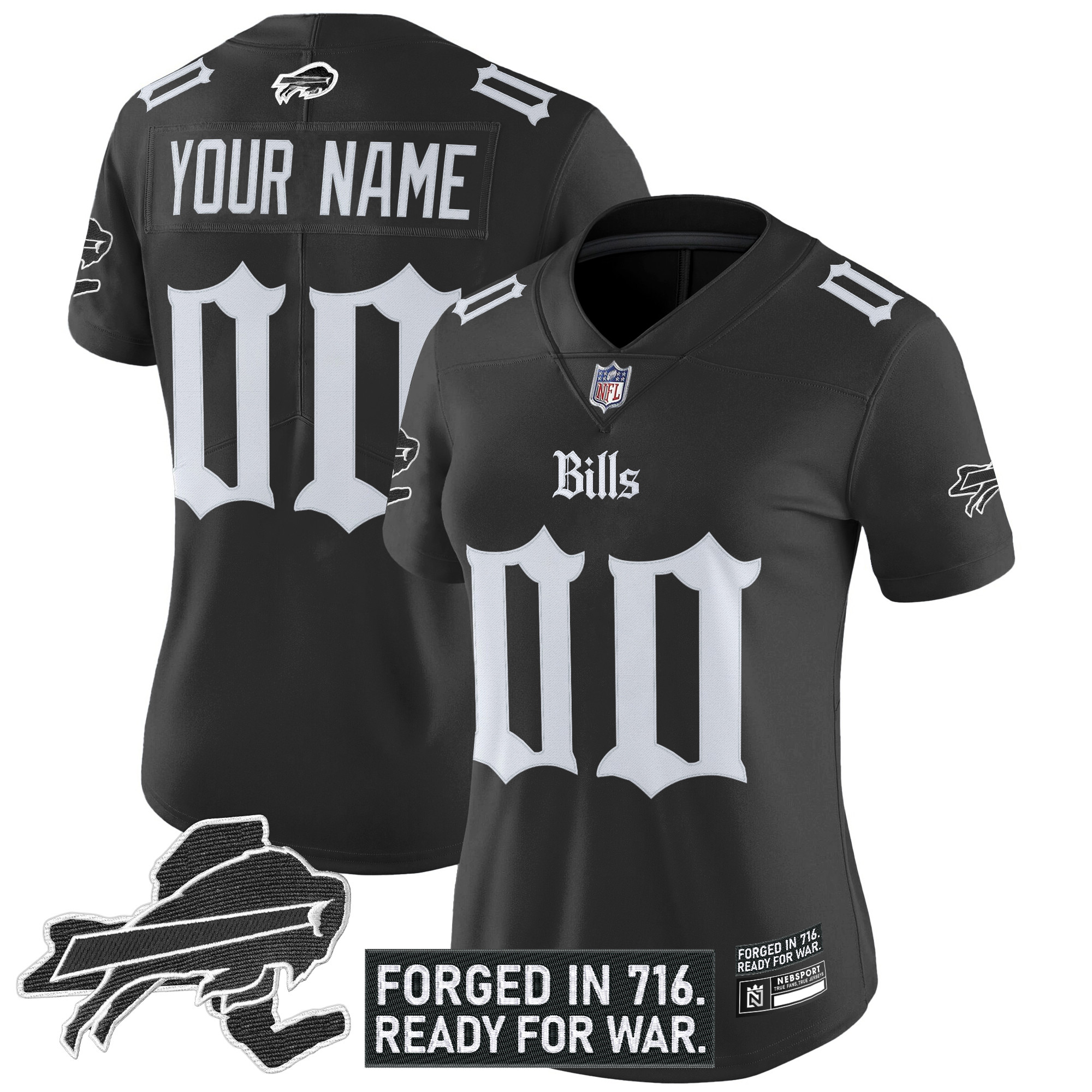 Women's Buffalo Bills 'Gothic Cold Front Edition' Vapor Limited Custom Black Jersey - All Stitched