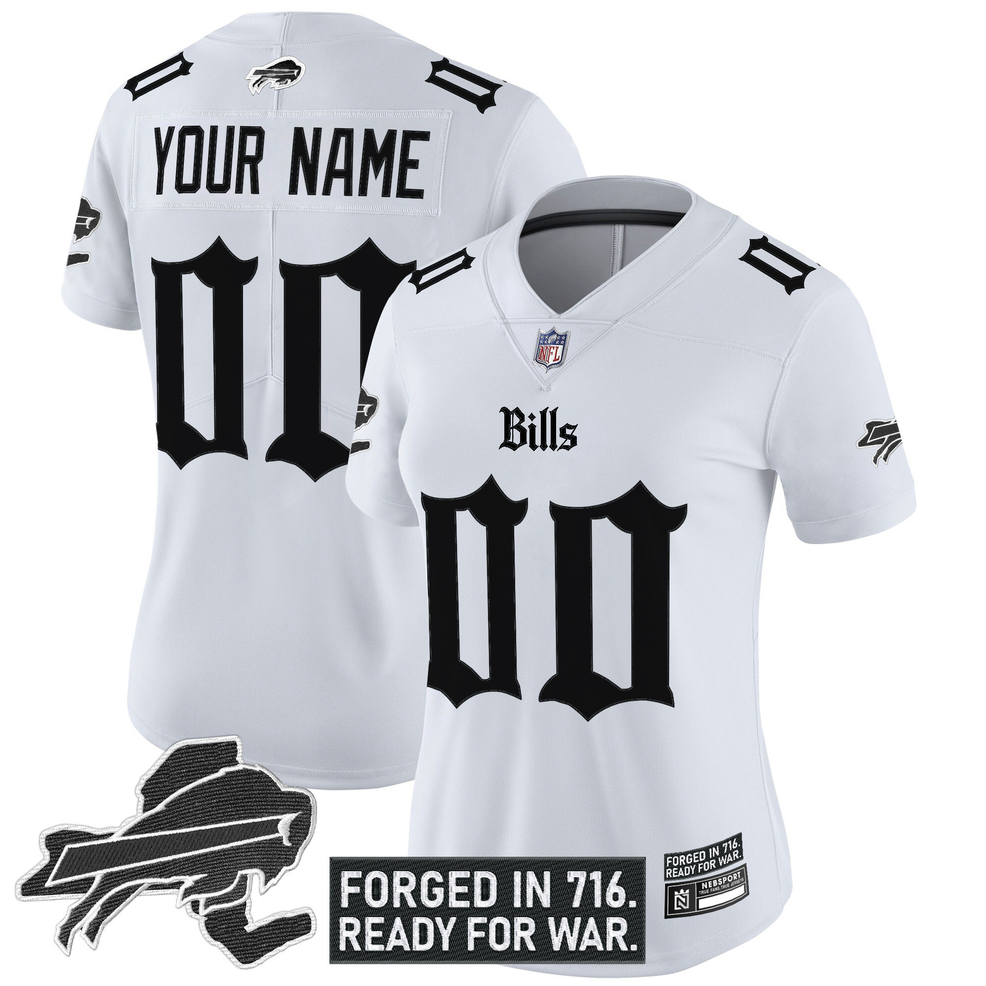Women's Buffalo Bills 'Gothic Cold Front Edition' Vapor Limited Custom White Jersey - All Stitched