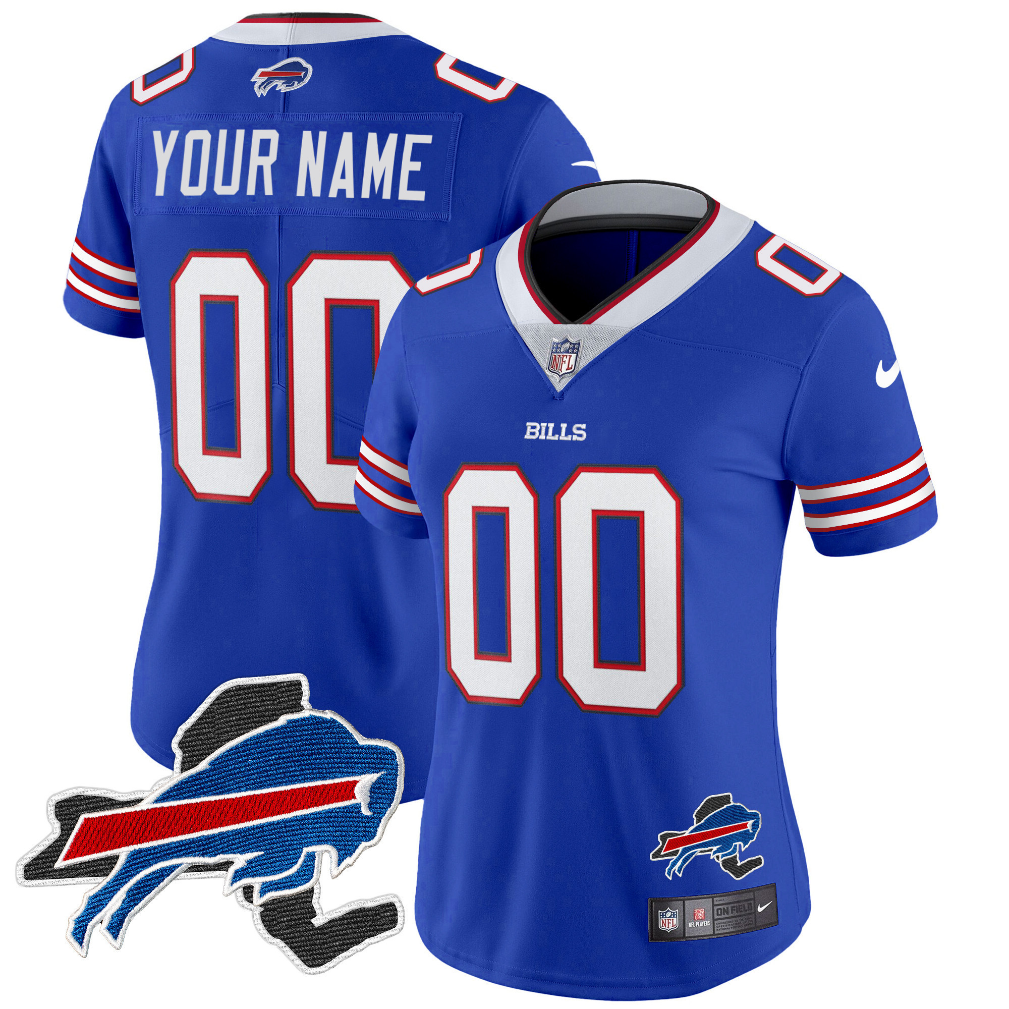 Women's Buffalo Bills New York Patch Vapor Limited Custom Royal Jersey - All Stitched