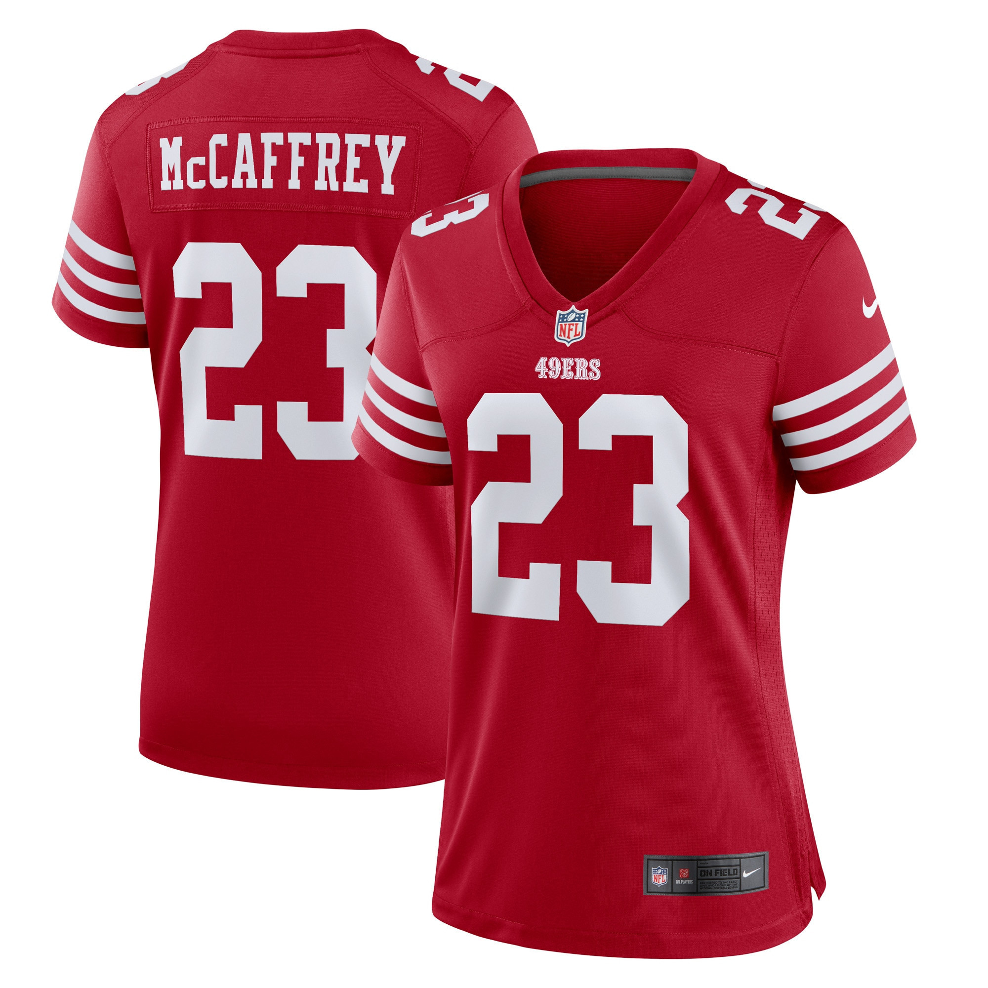 Women's Christian McCaffrey San Francisco 49ers Fashion Game Red Jersey - All Stitched