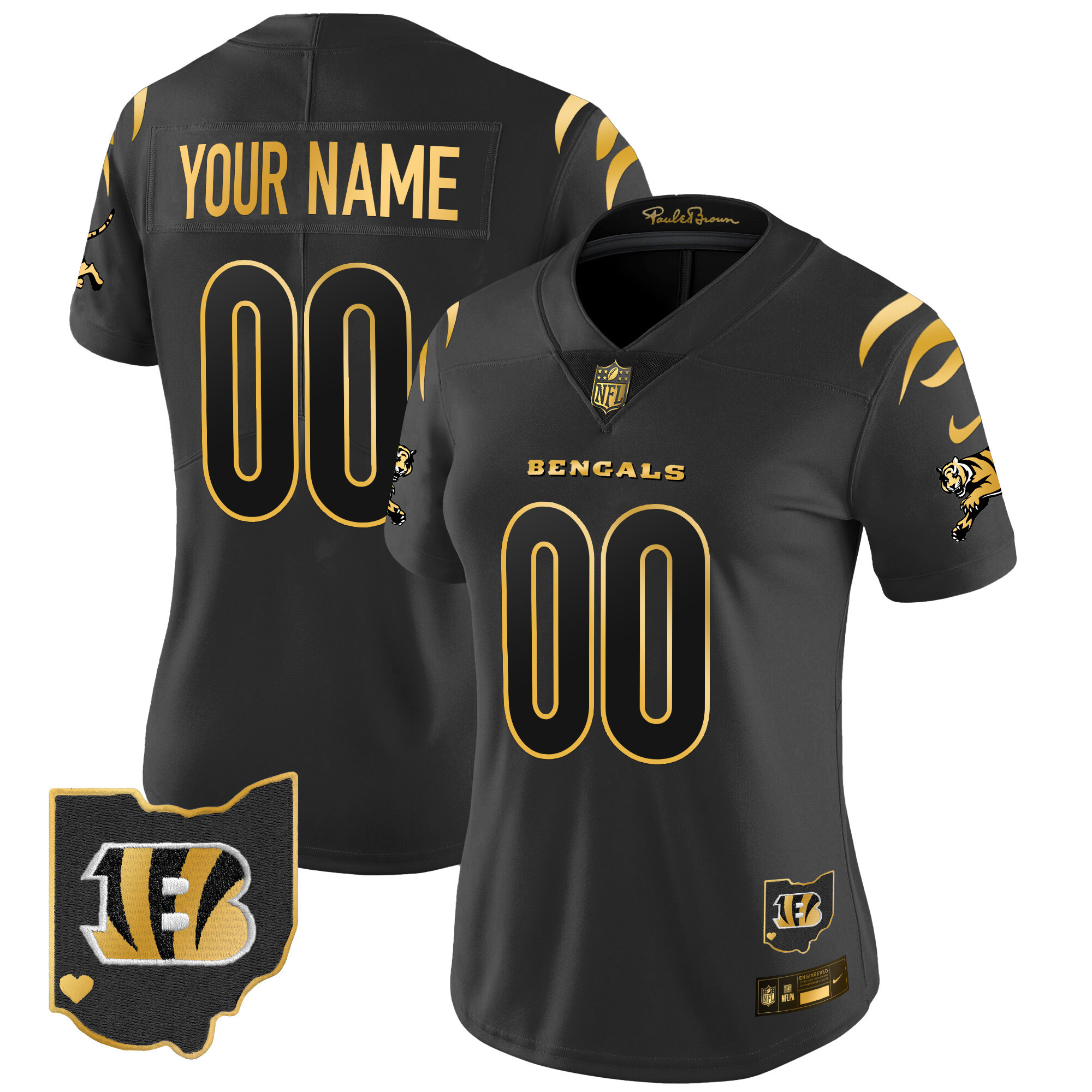 Women's Cincinnati Bengals 2024 Gold Vapor Limited Custom Black Gold Jersey - All Stitched