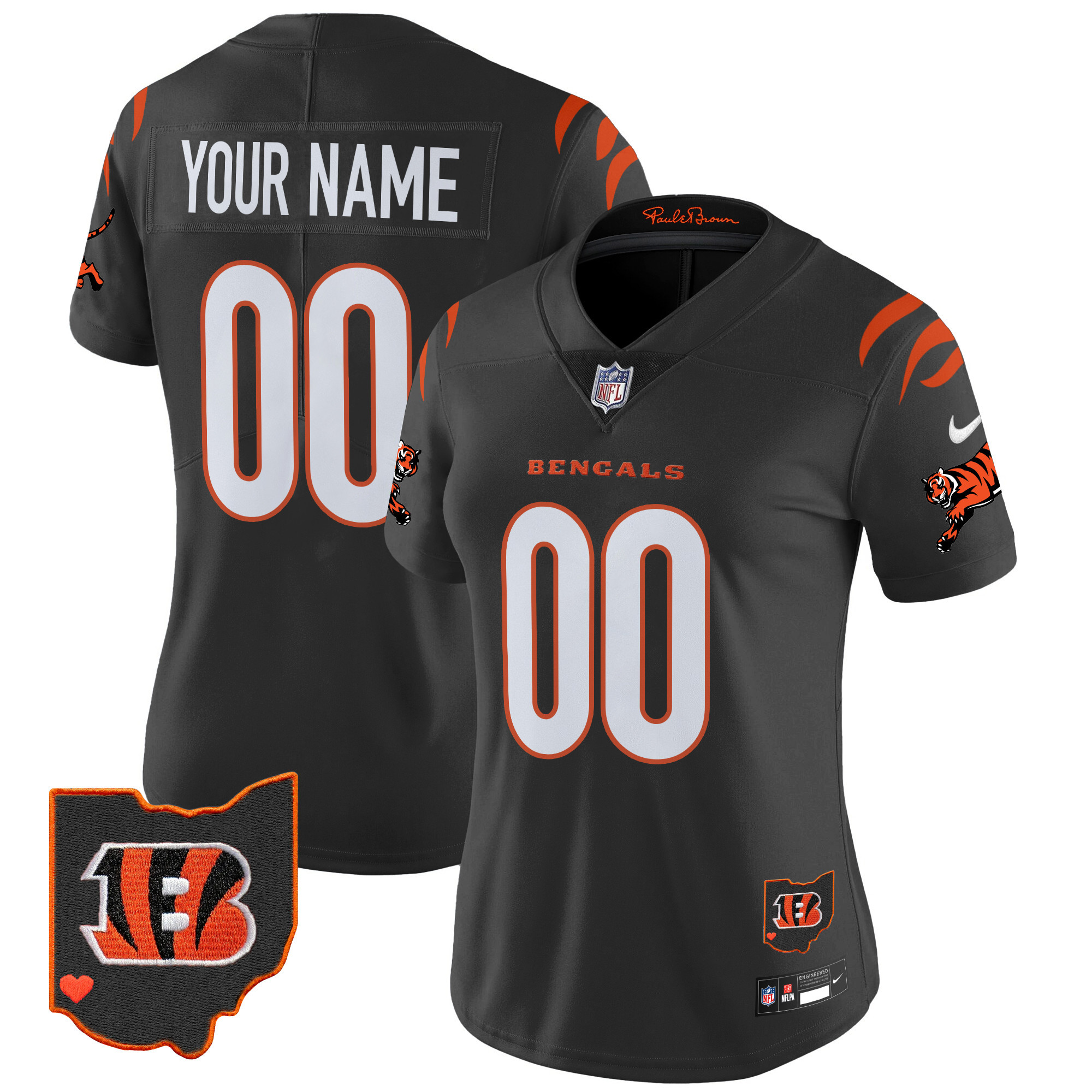 Women's Cincinnati Bengals 2024 Vapor Limited Custom Black Jersey - All Stitched