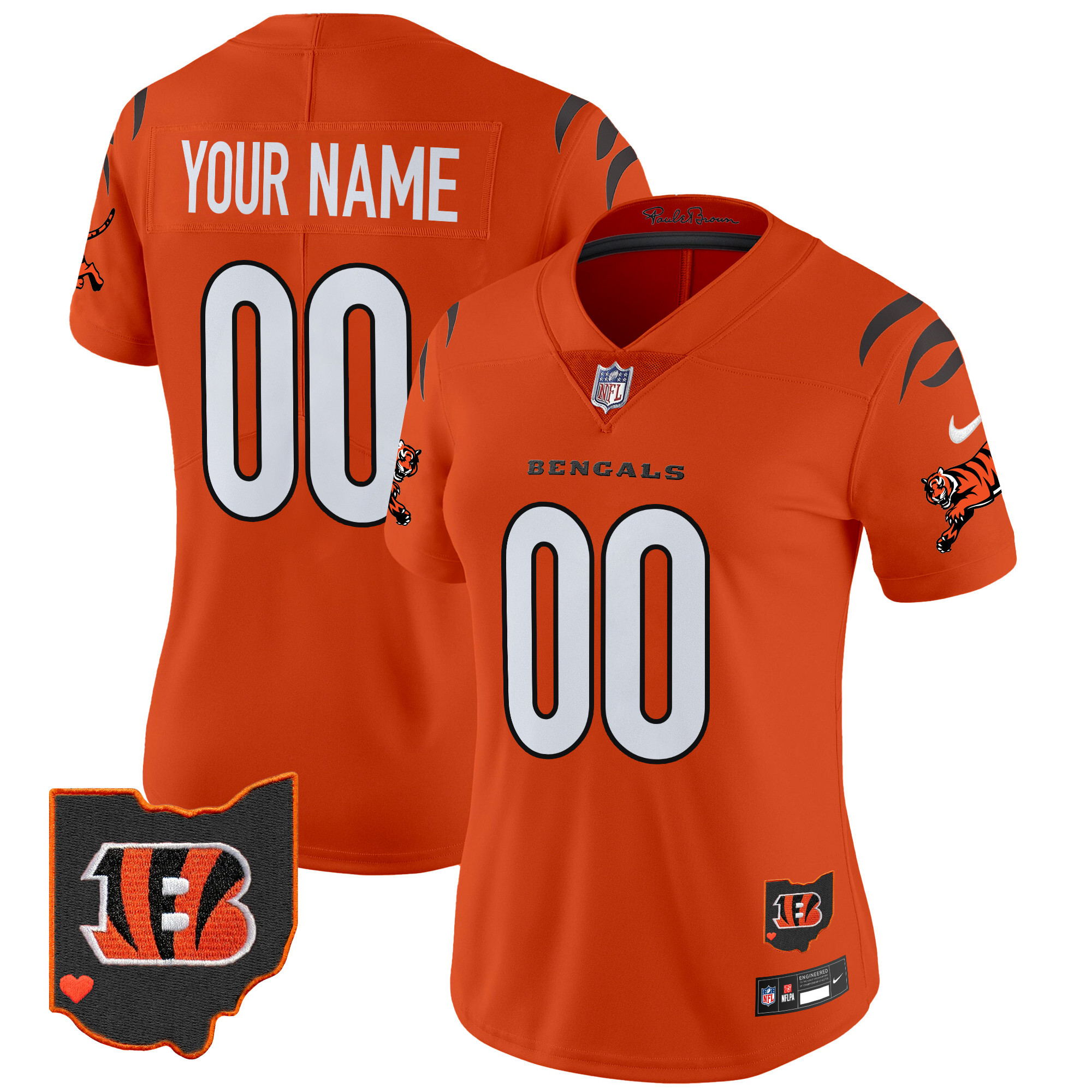 Women's Cincinnati Bengals 2024 Vapor Limited Custom Orange Jersey - All Stitched