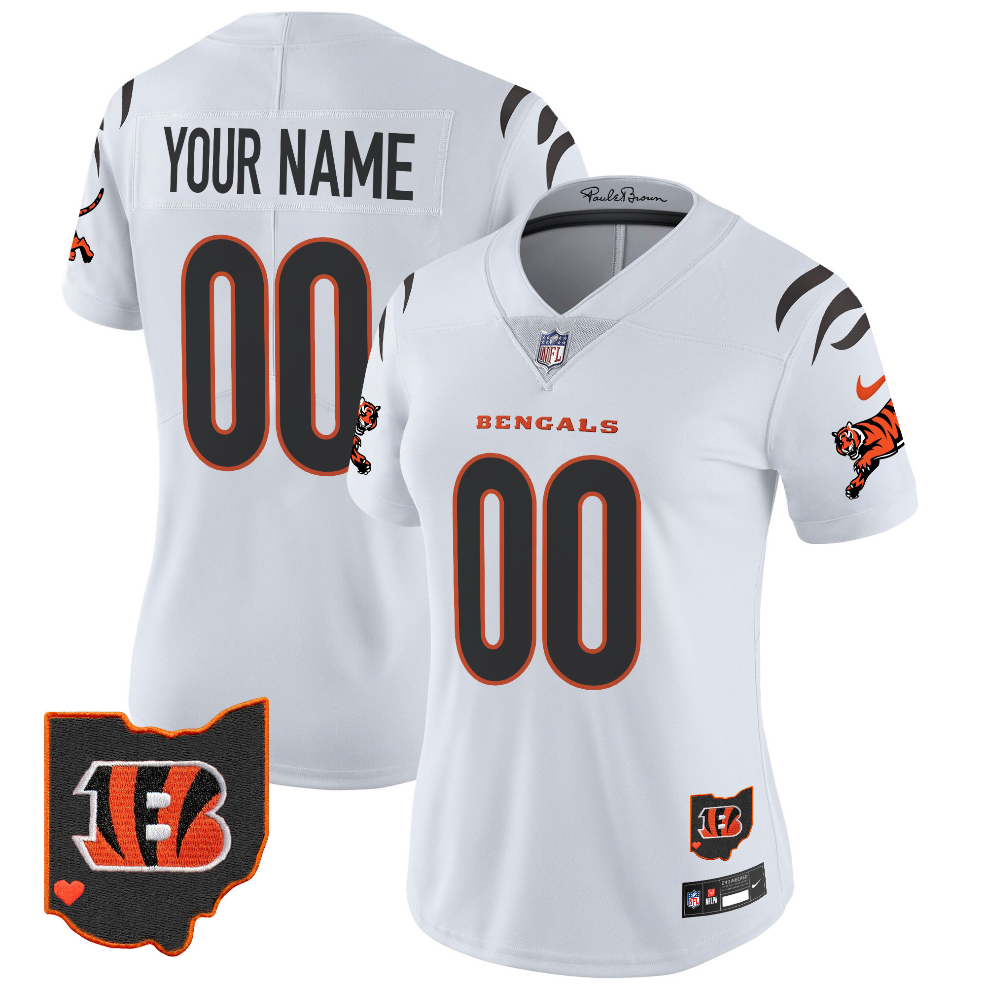 Women's Cincinnati Bengals 2024 Vapor Limited Custom White Jersey - All Stitched