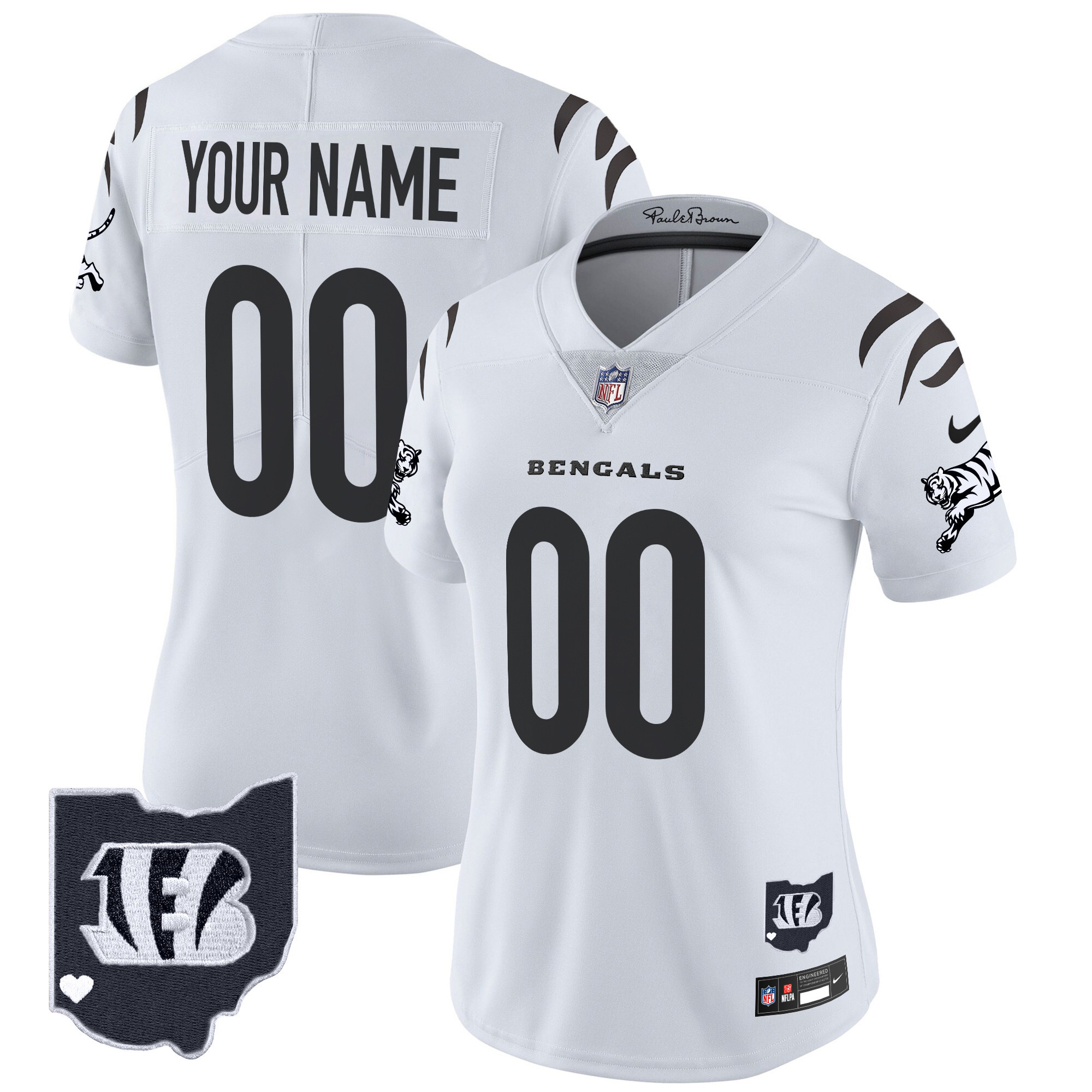 Women's Cincinnati Bengals 2024 Vapor Limited Custom White Limited Jersey - All Stitched