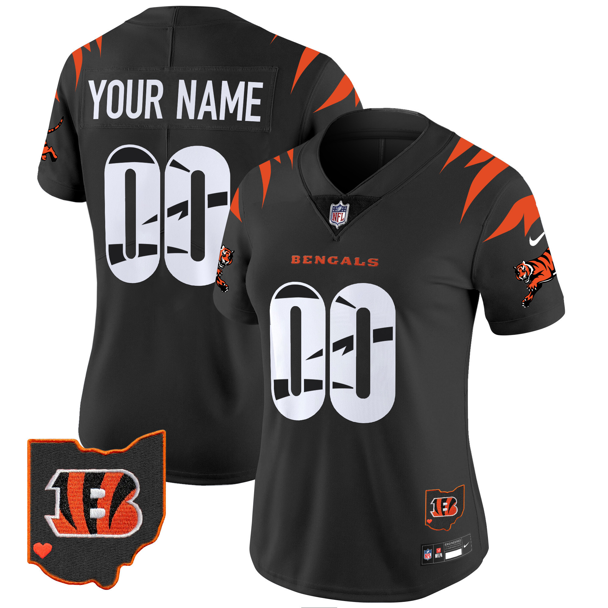 Women's Cincinnati Bengals Special Vapor Limited Custom Black Jersey - All Stitched