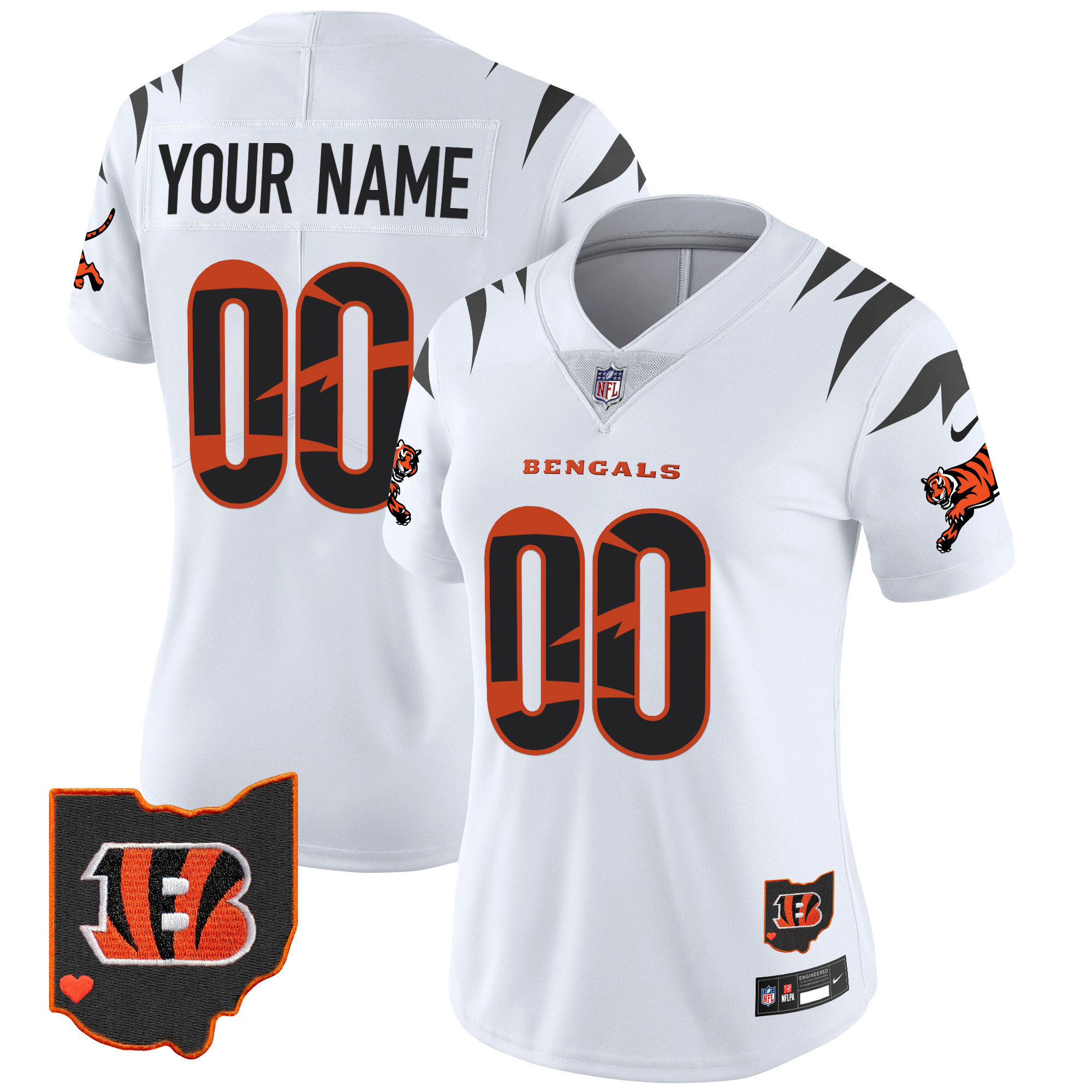 Women's Cincinnati Bengals Special Vapor Limited Custom White Jersey - All Stitched